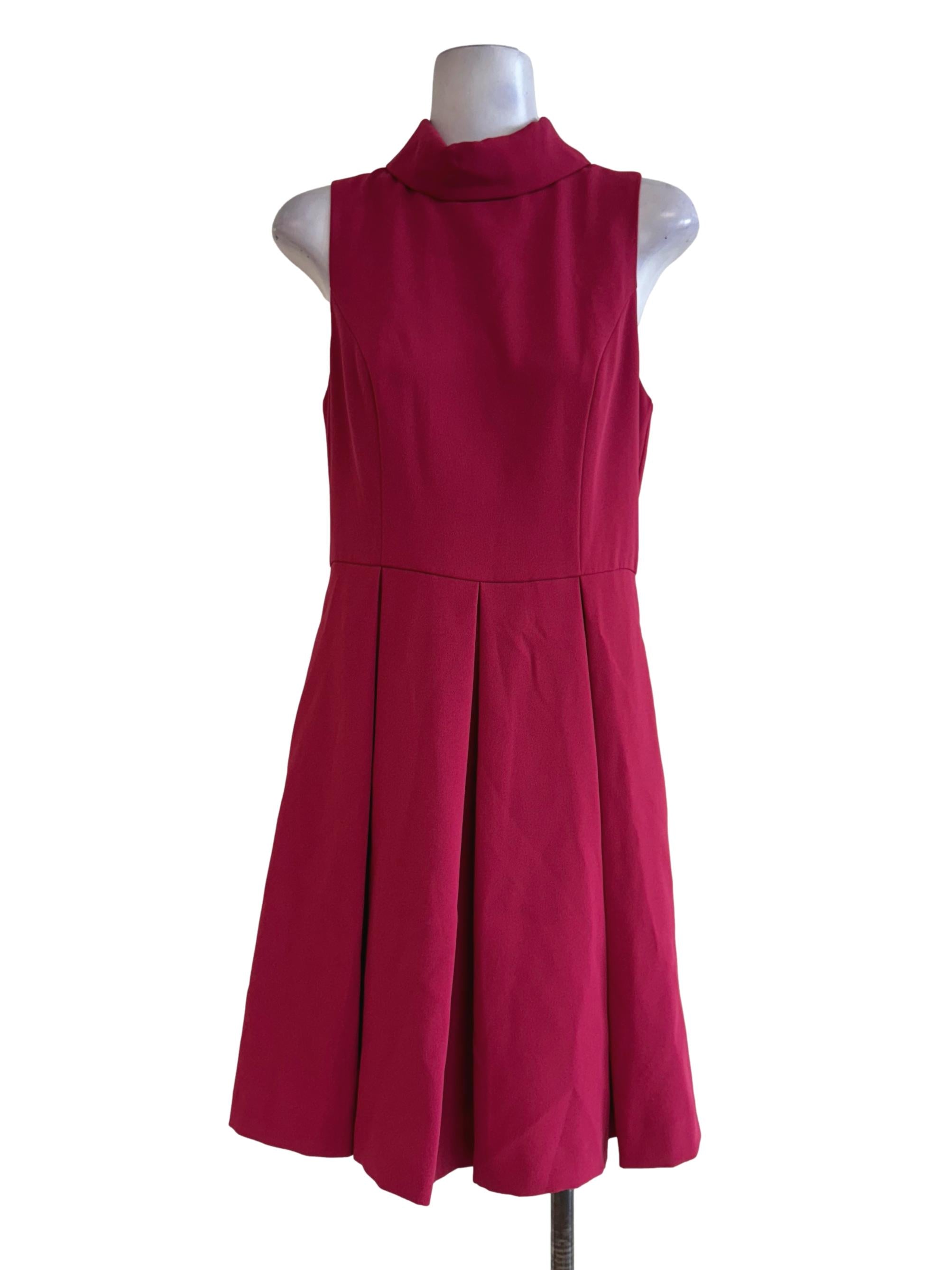 Cerise Pink High Neck Sleeveless Empire Dress