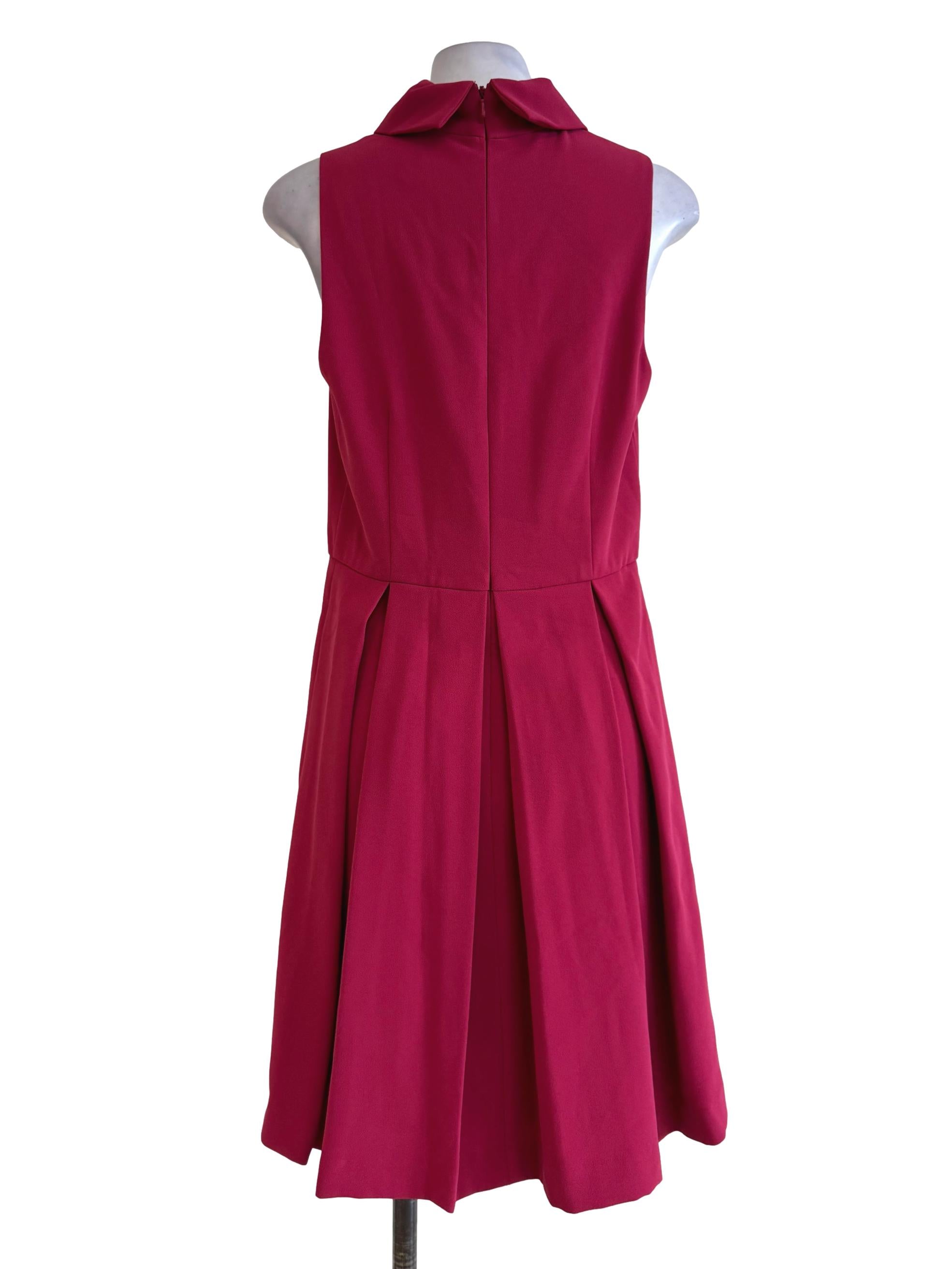 Cerise Pink High Neck Sleeveless Empire Dress