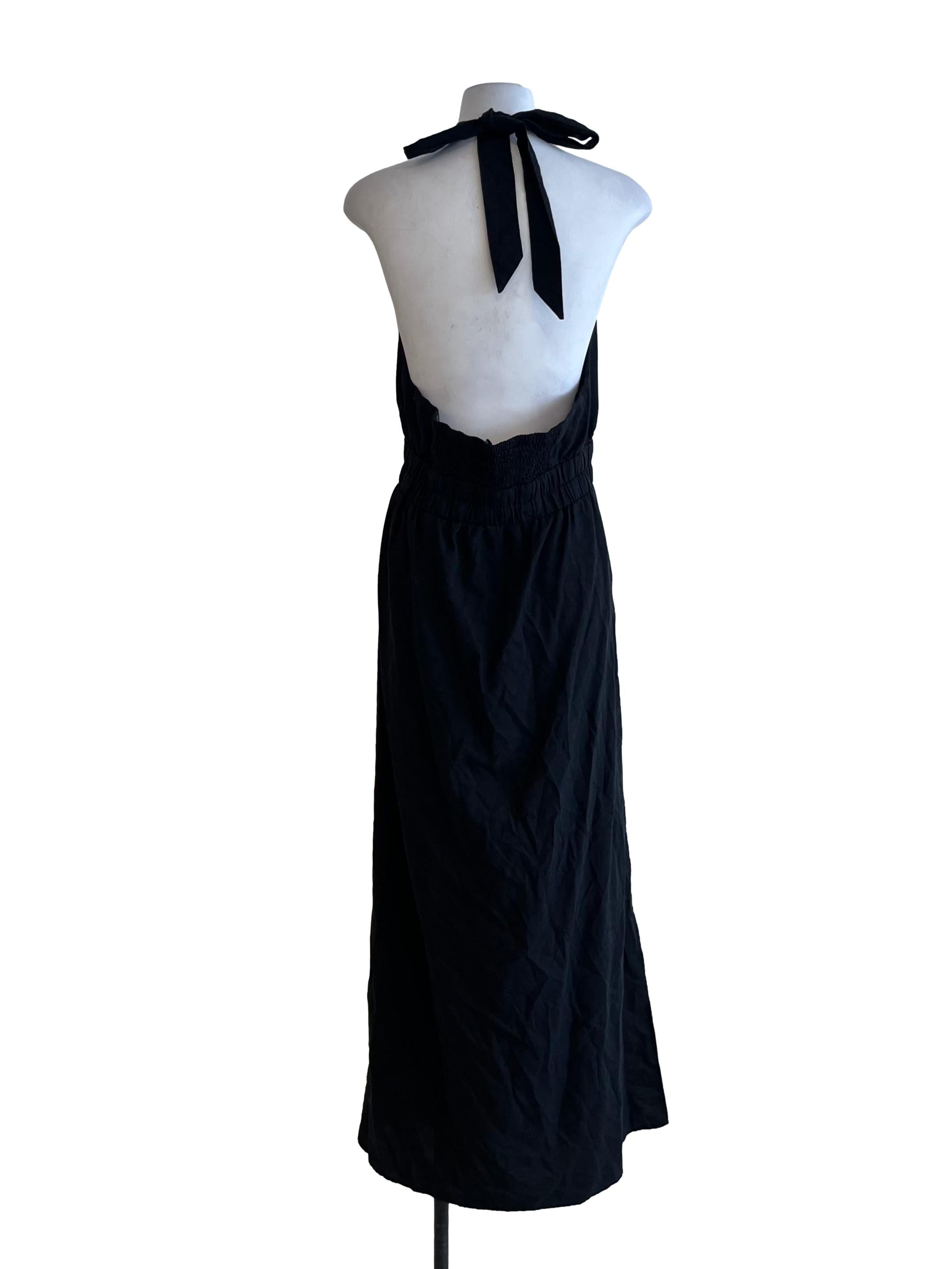 Black Halter Neckline A-Line Dress