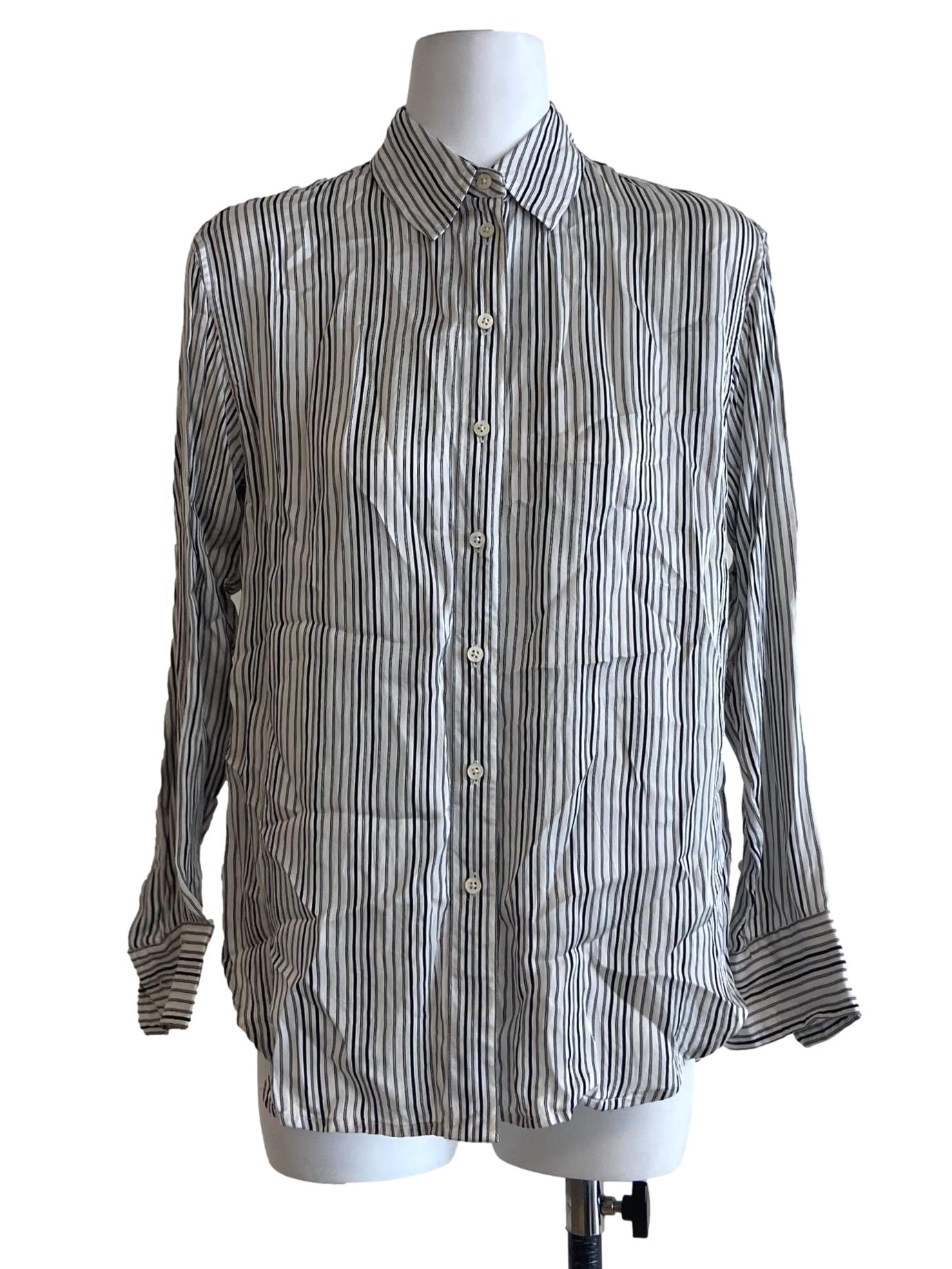 Black & White Stripe Button Down Blouse