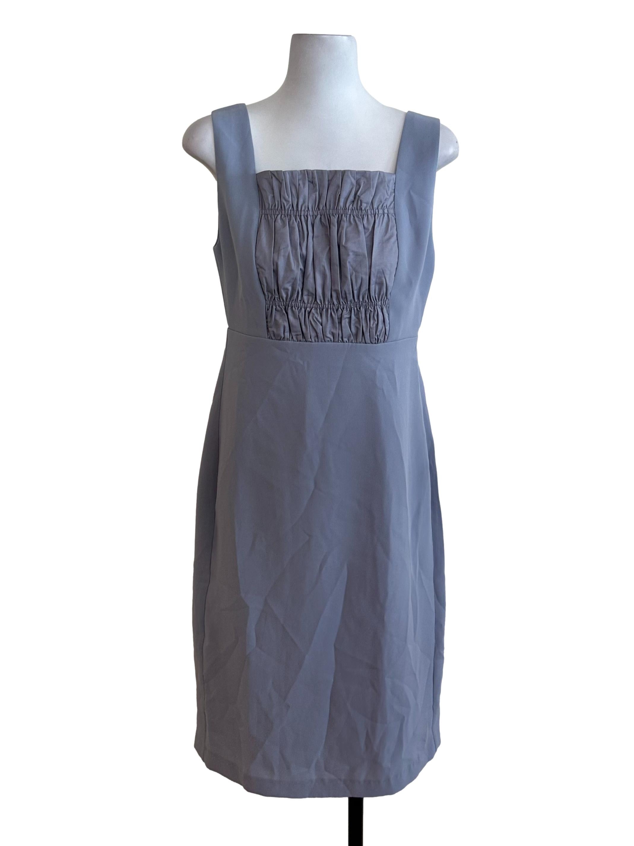 Ash Blue Plain Sleeveless Dress