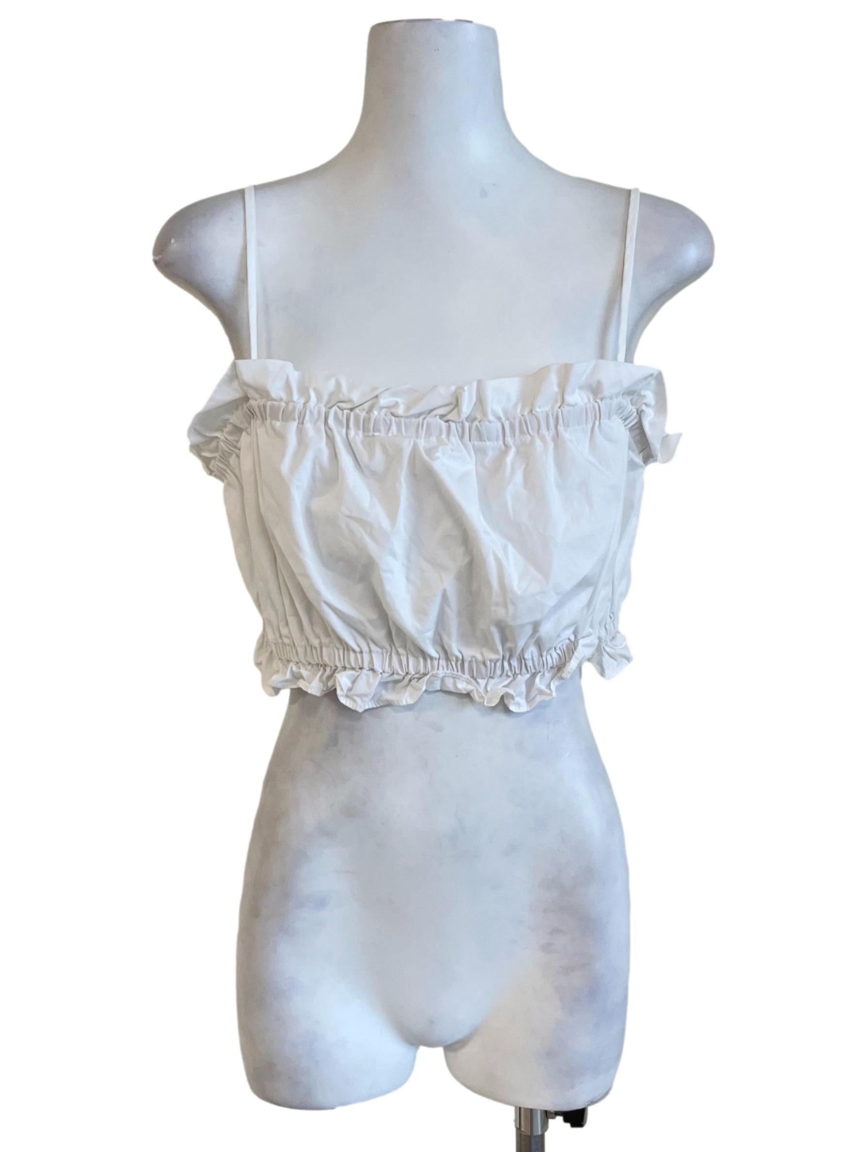 Cotton White Spaghetti Strap Crop Top