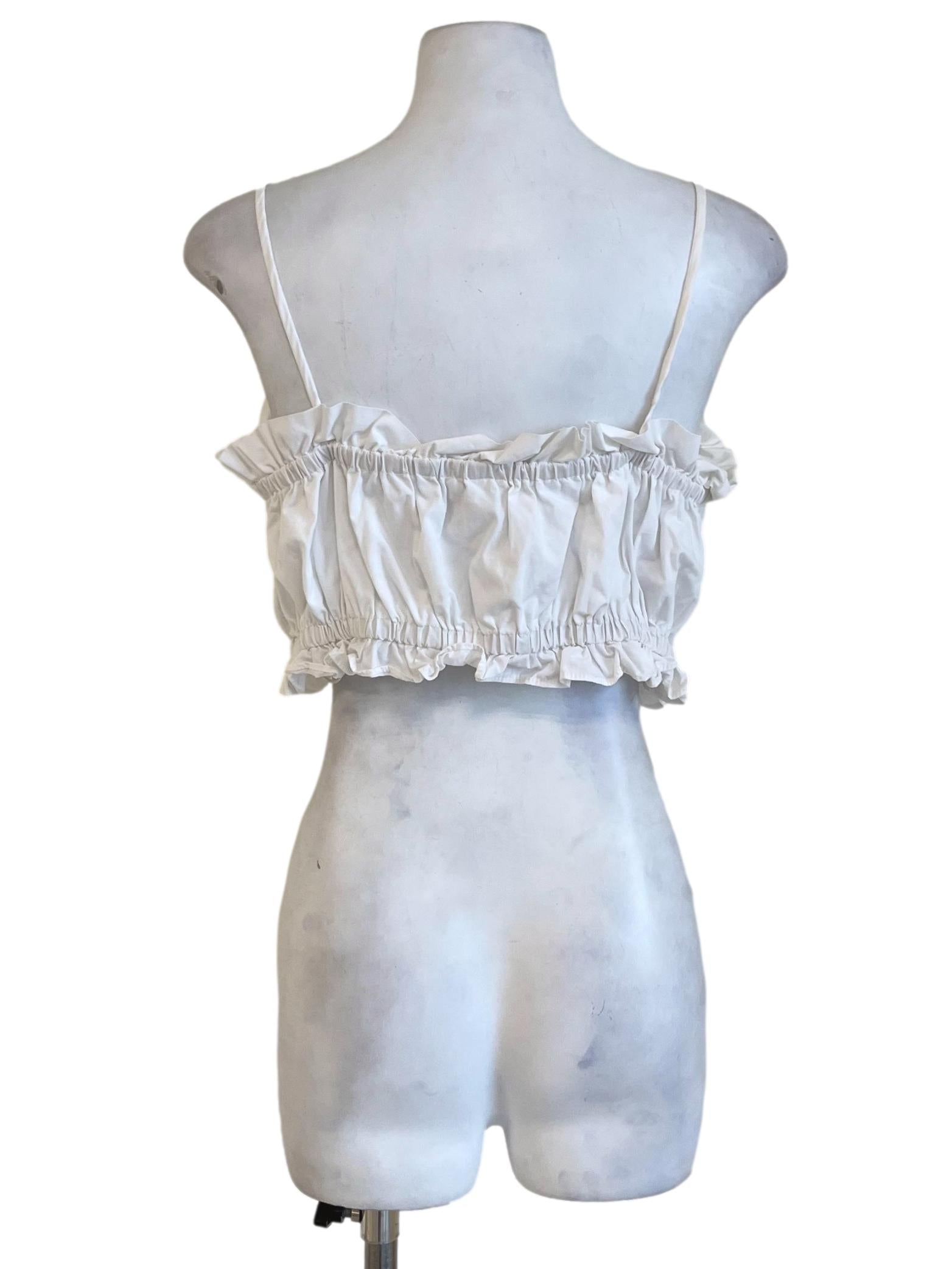 Cotton White Spaghetti Strap Crop Top