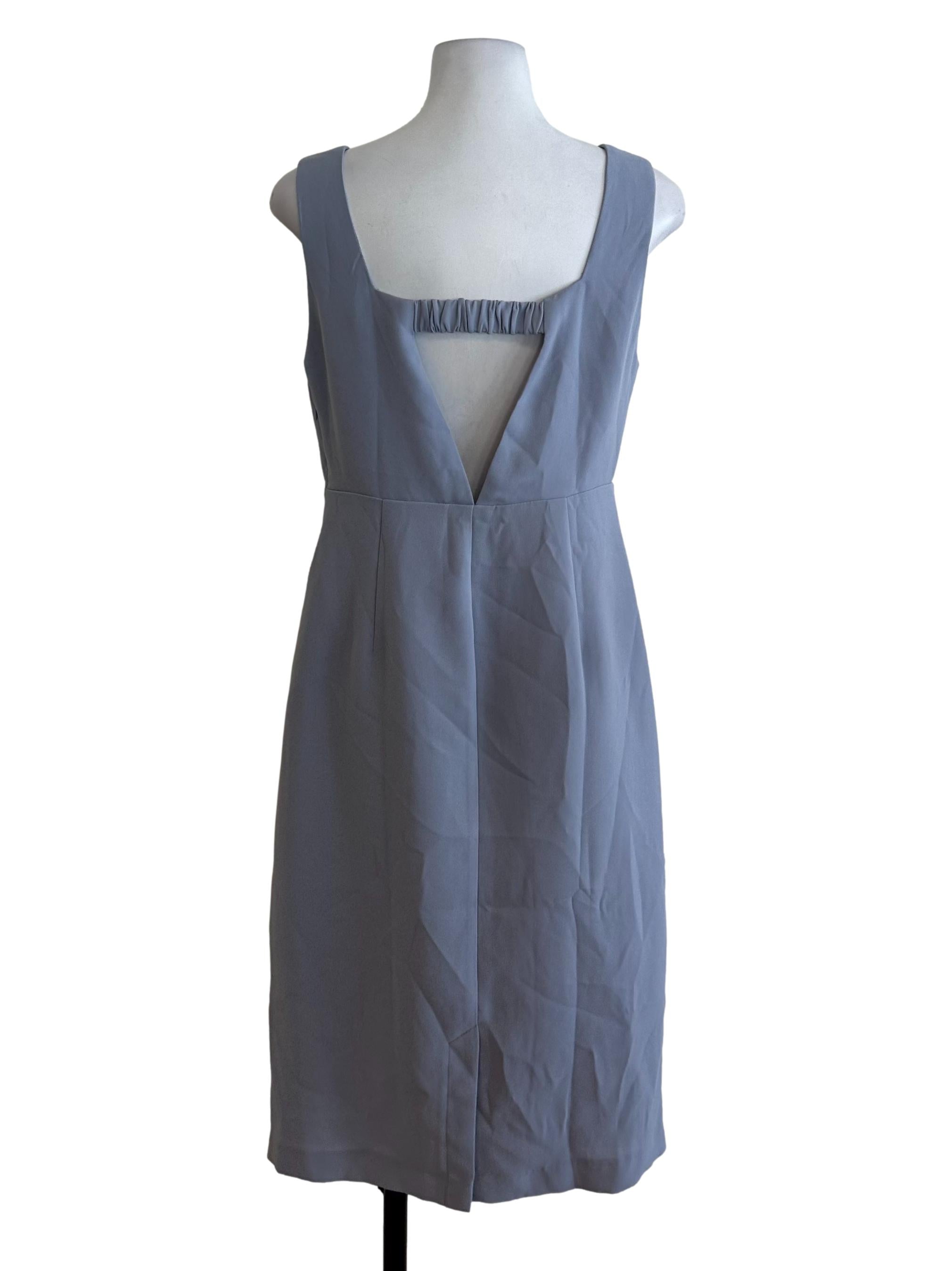 Ash Blue Plain Sleeveless Dress