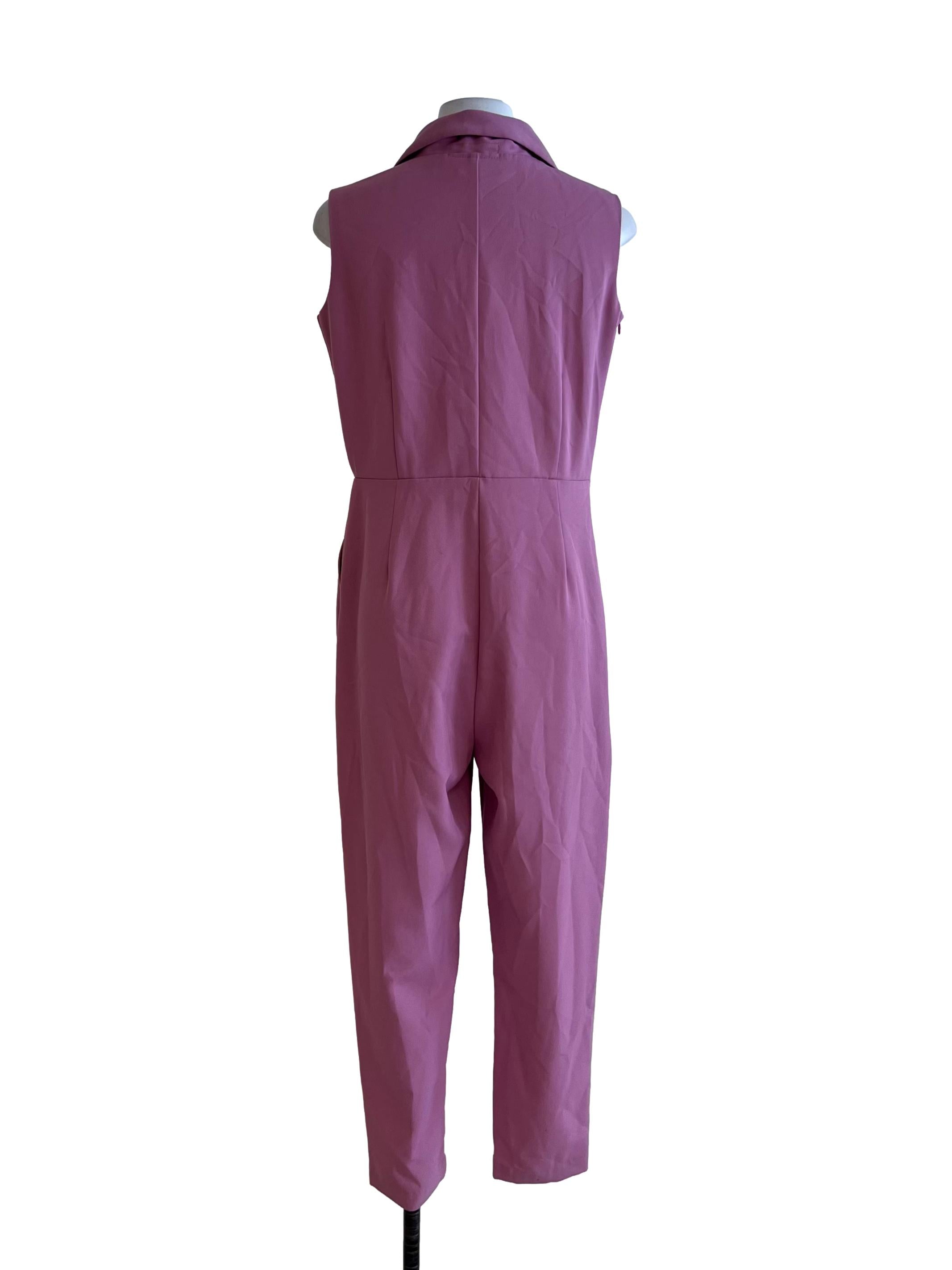 Taffy Pink Wing Collar Jumpsuit