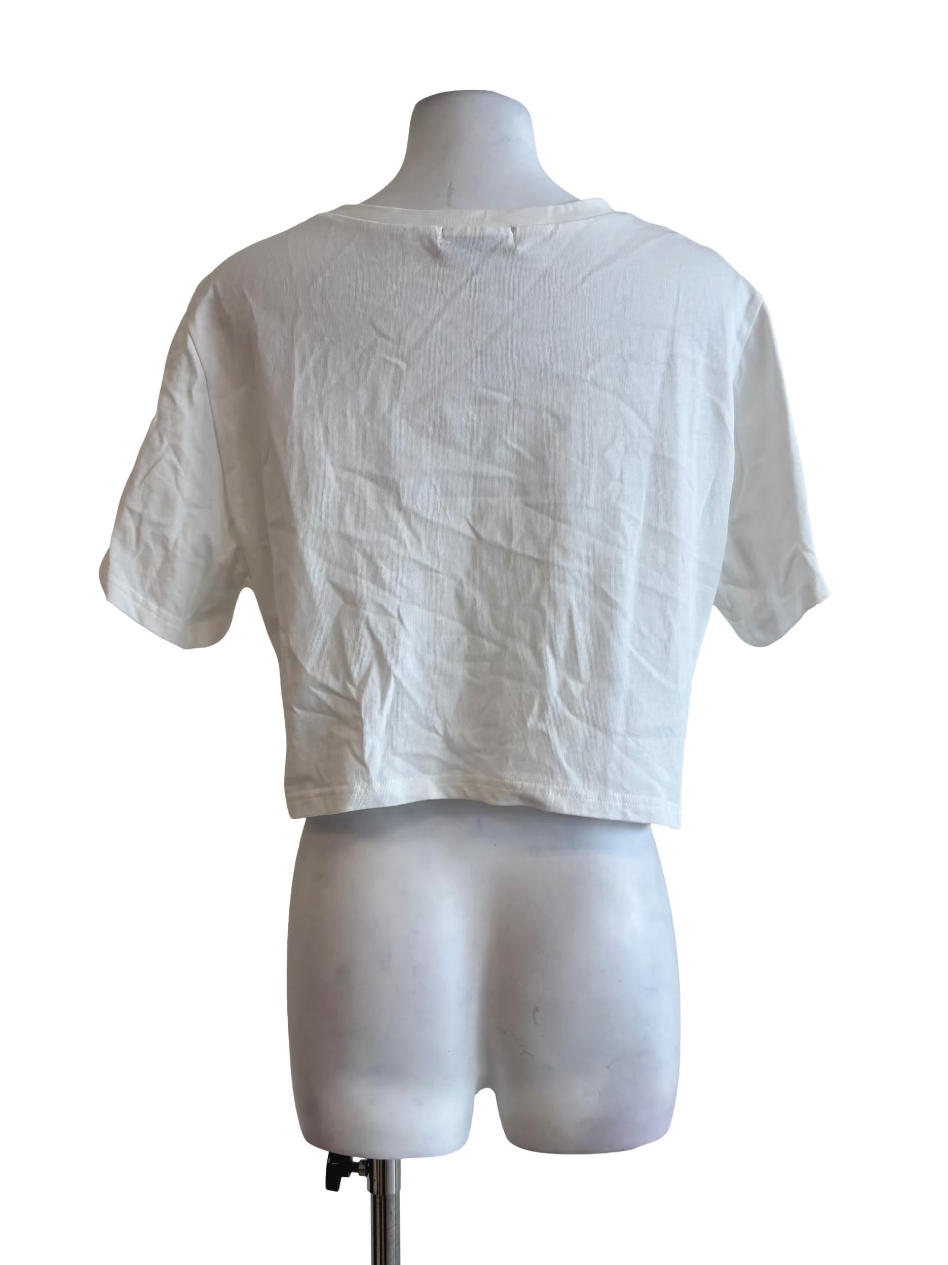 Powder White Cropped Plain T-Shirt