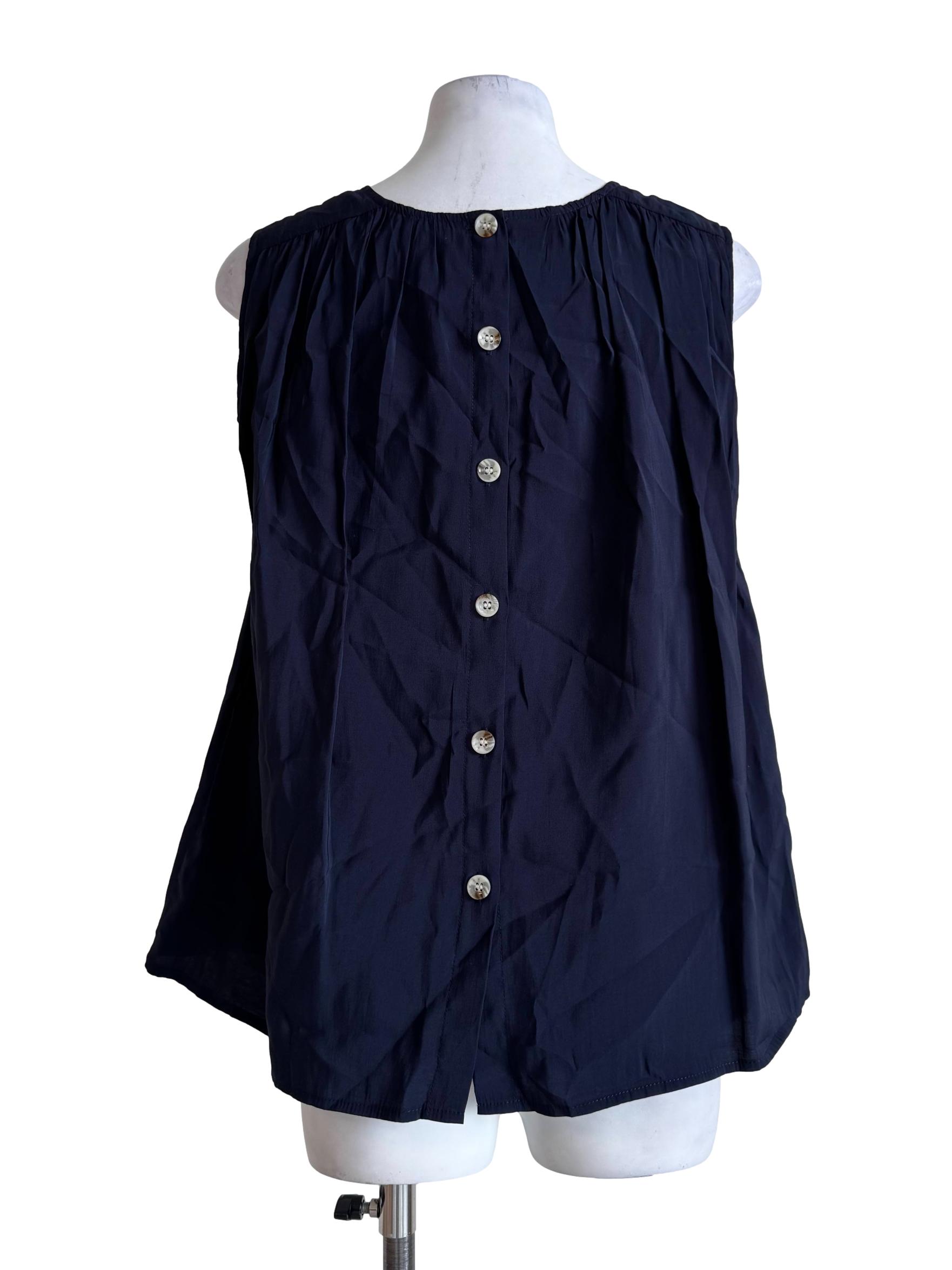 Dark Blue Round Neck Top