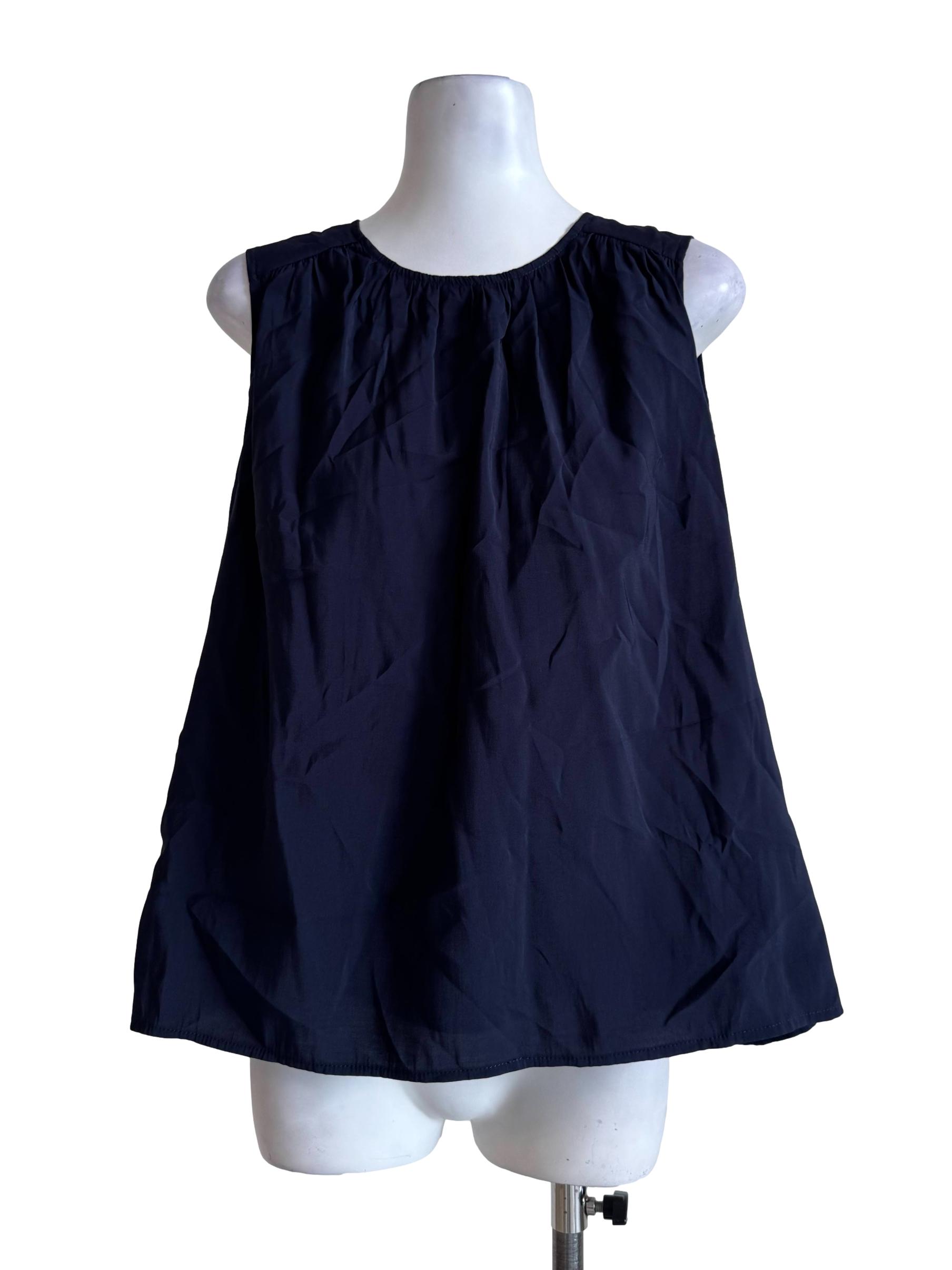 Dark Blue Round Neck Top