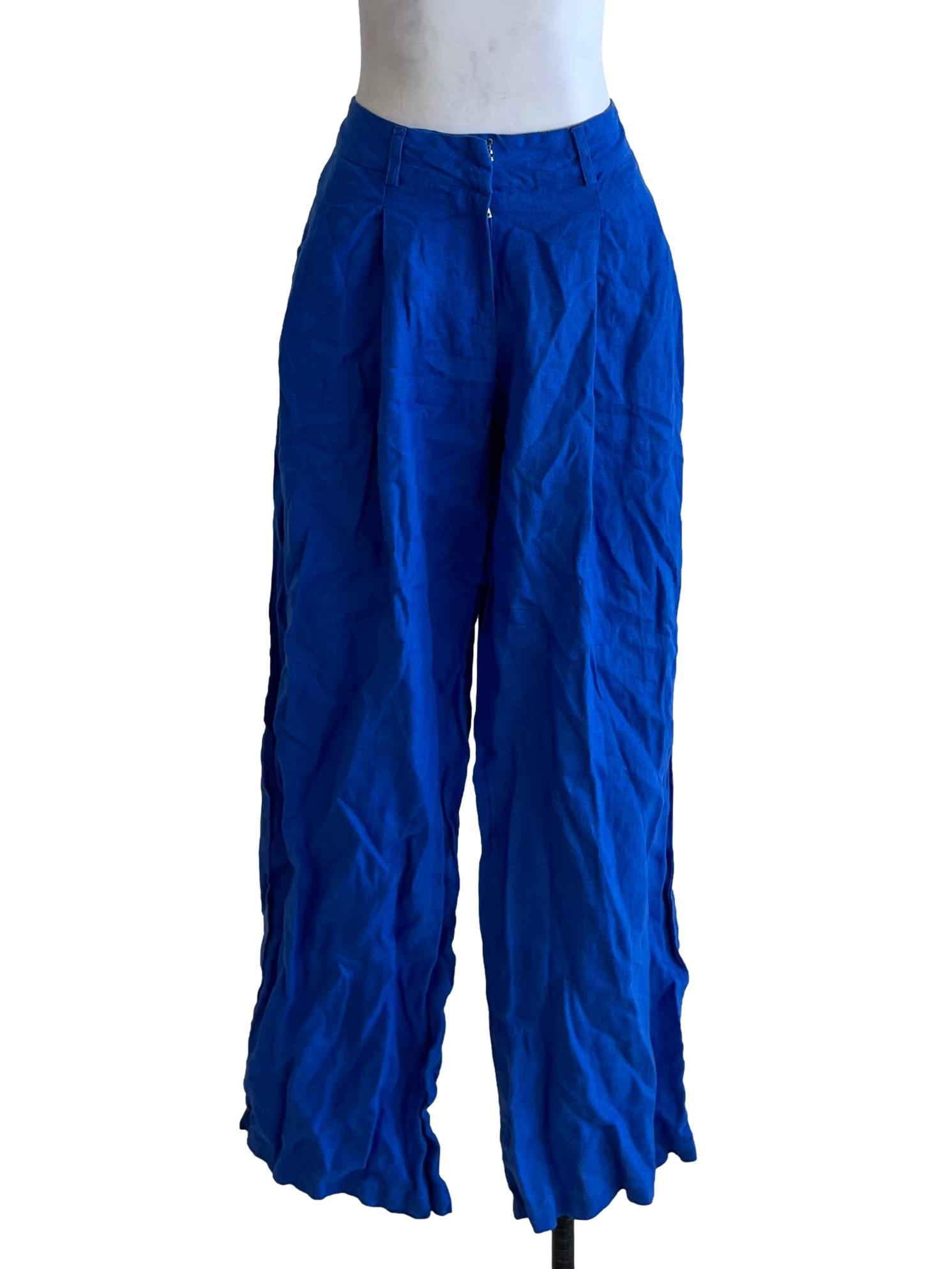 Cobalt Blue Plain Formal Pants