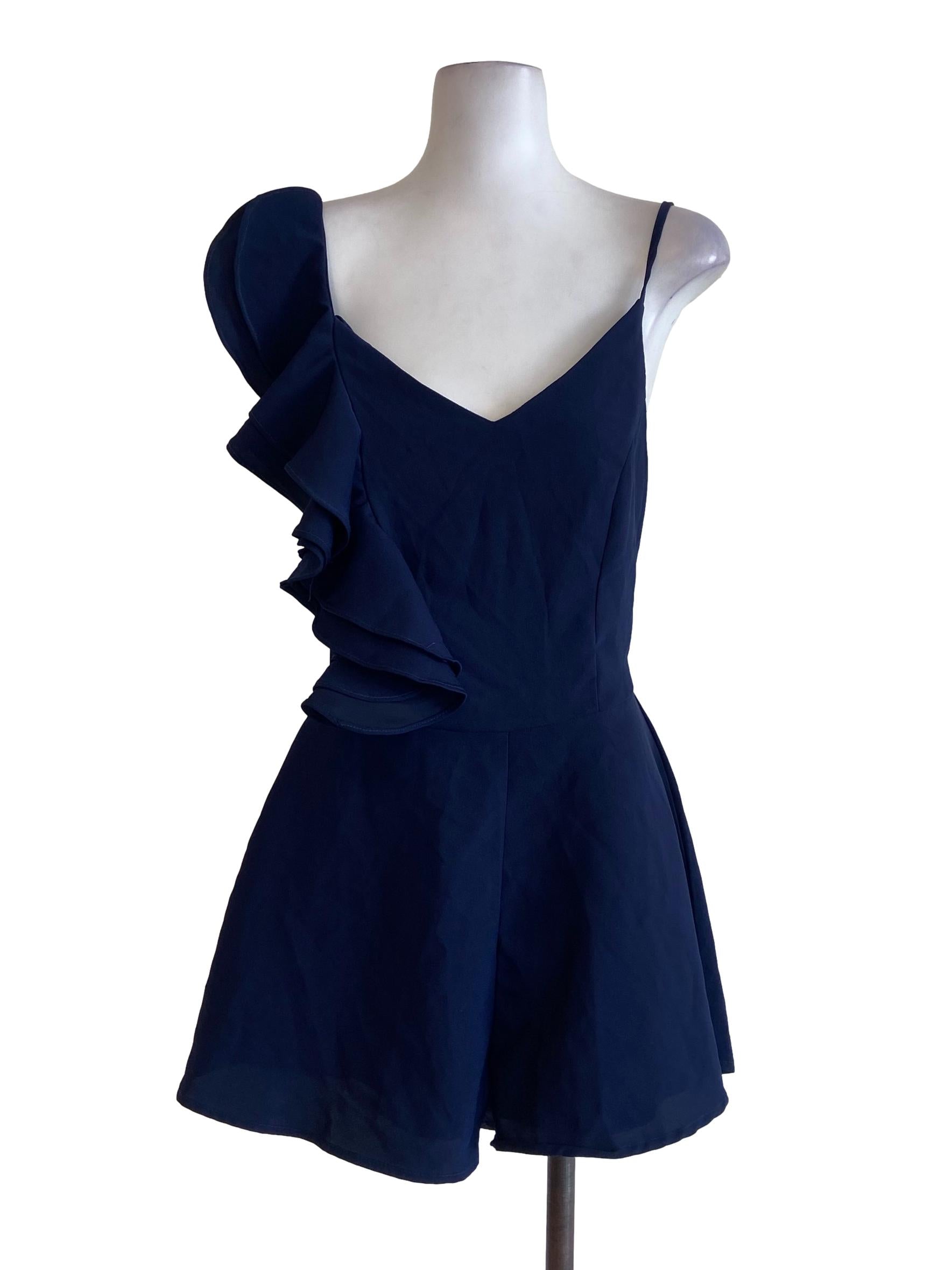 Black Button Down V Neck Rompers