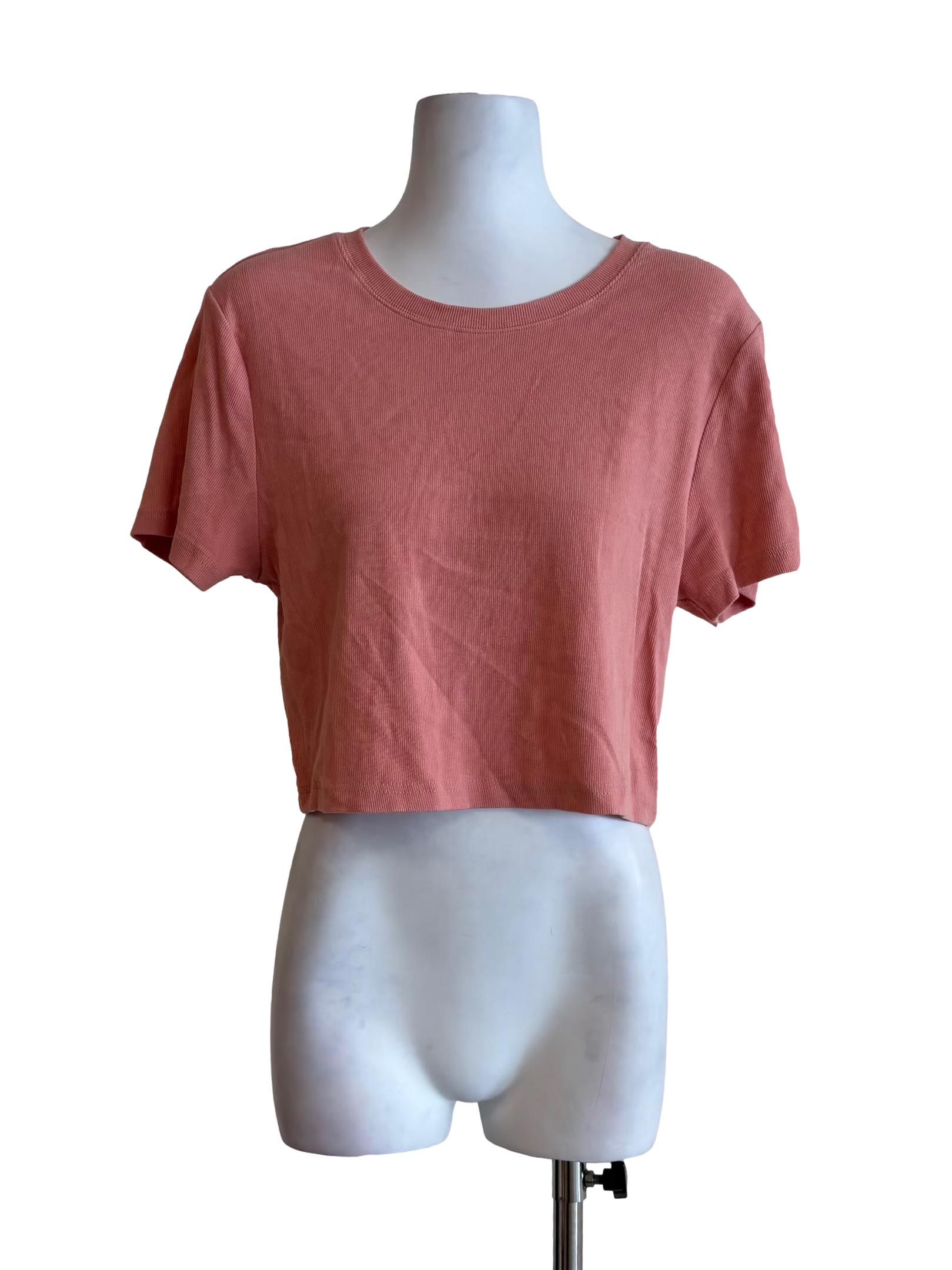 Coral Pink Round Neck Knit Top