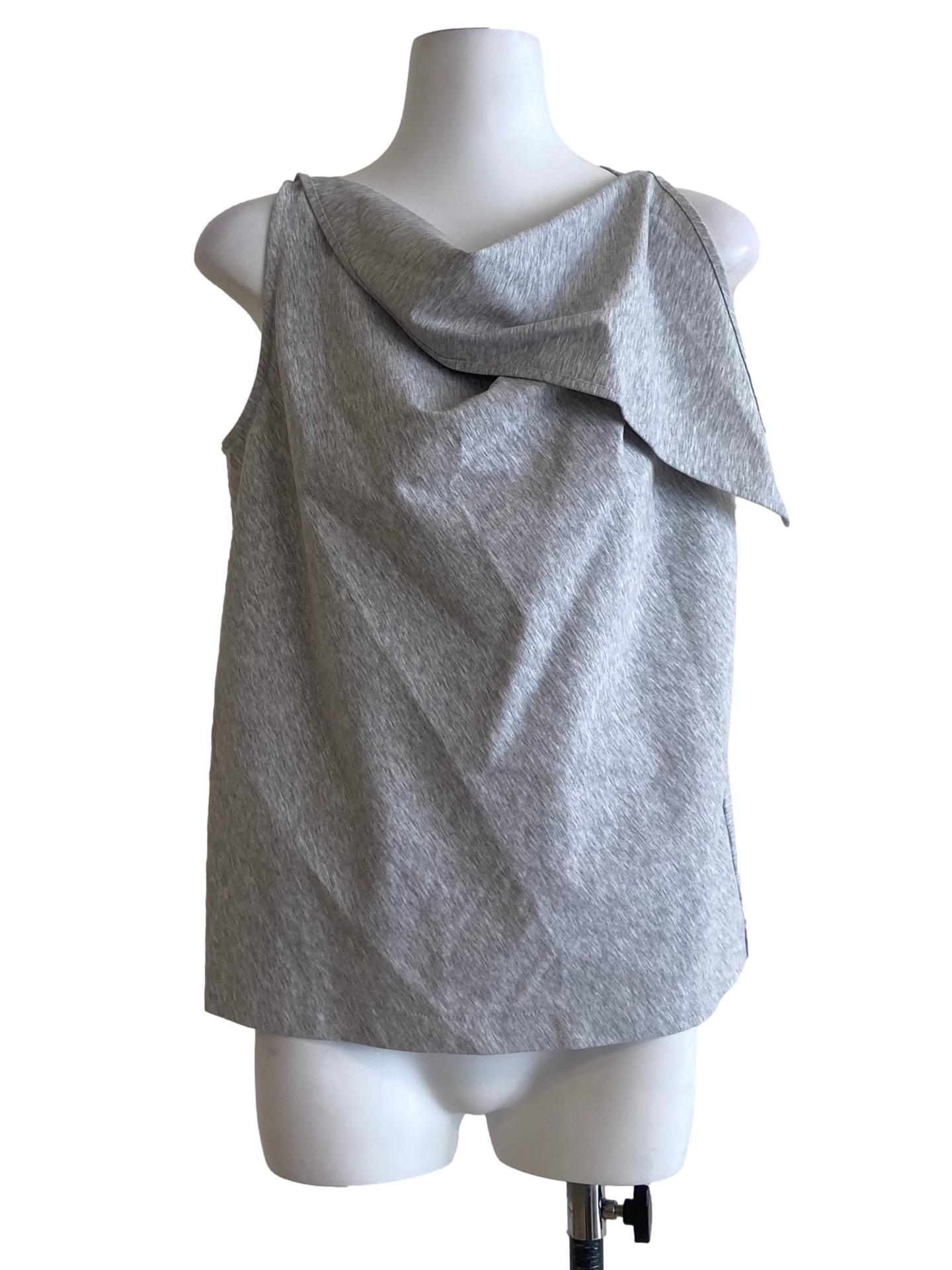 Coin Grey Sleeveless Cowl Neck Top
