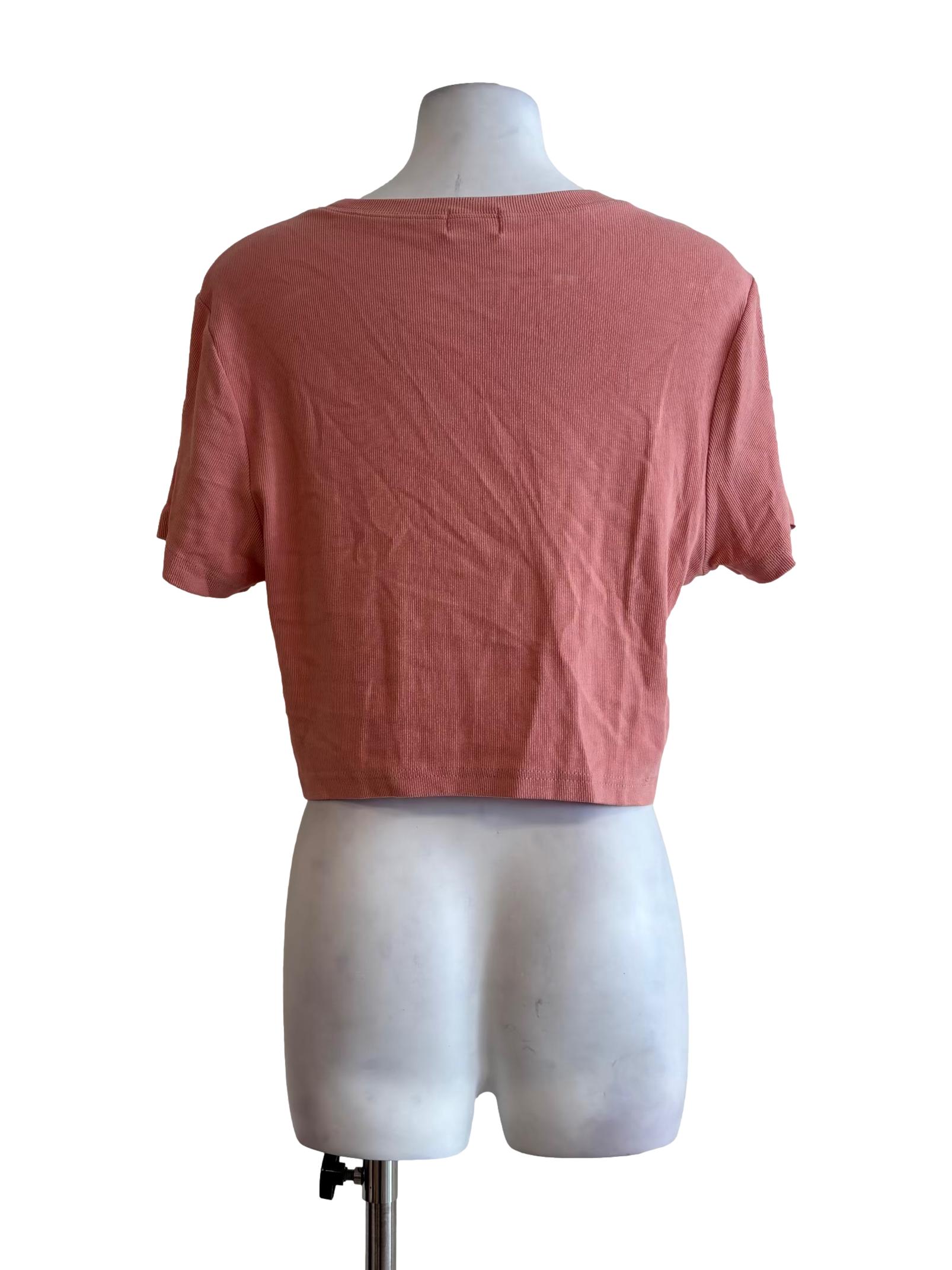 Coral Pink Round Neck Knit Top