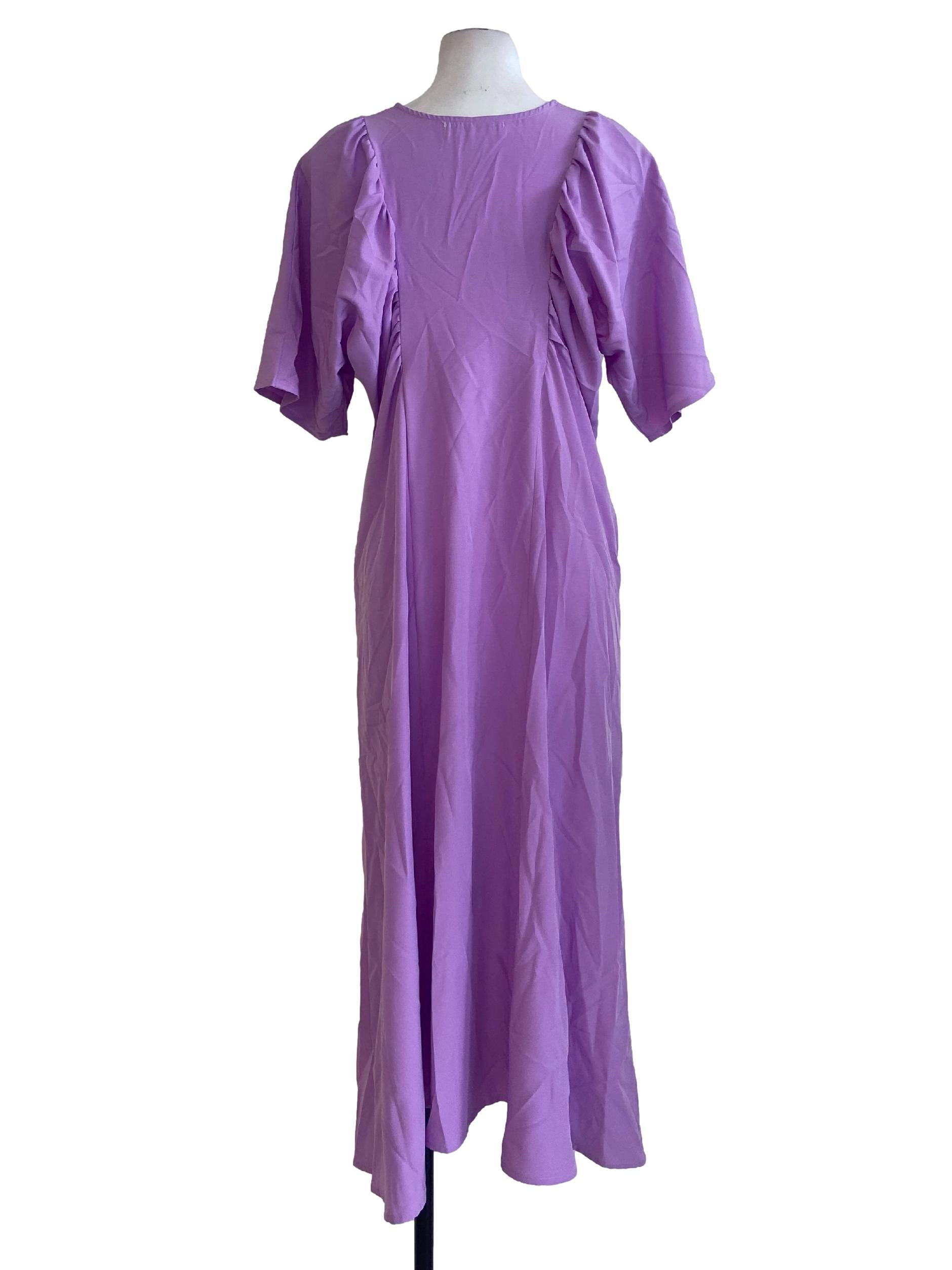 Lilac Purple Batwing Sleeveless Twill Dress