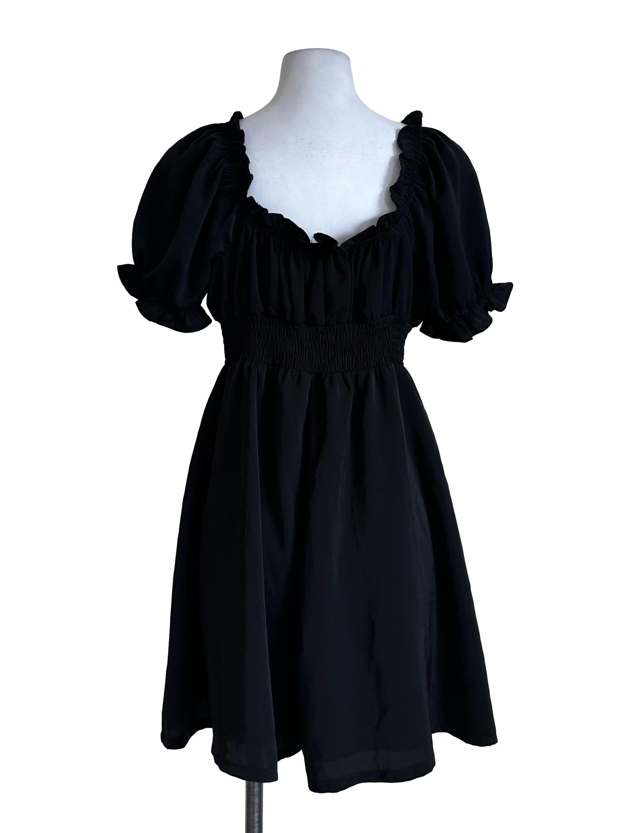 Black Chiffon Ruffle Square Neck Rompers