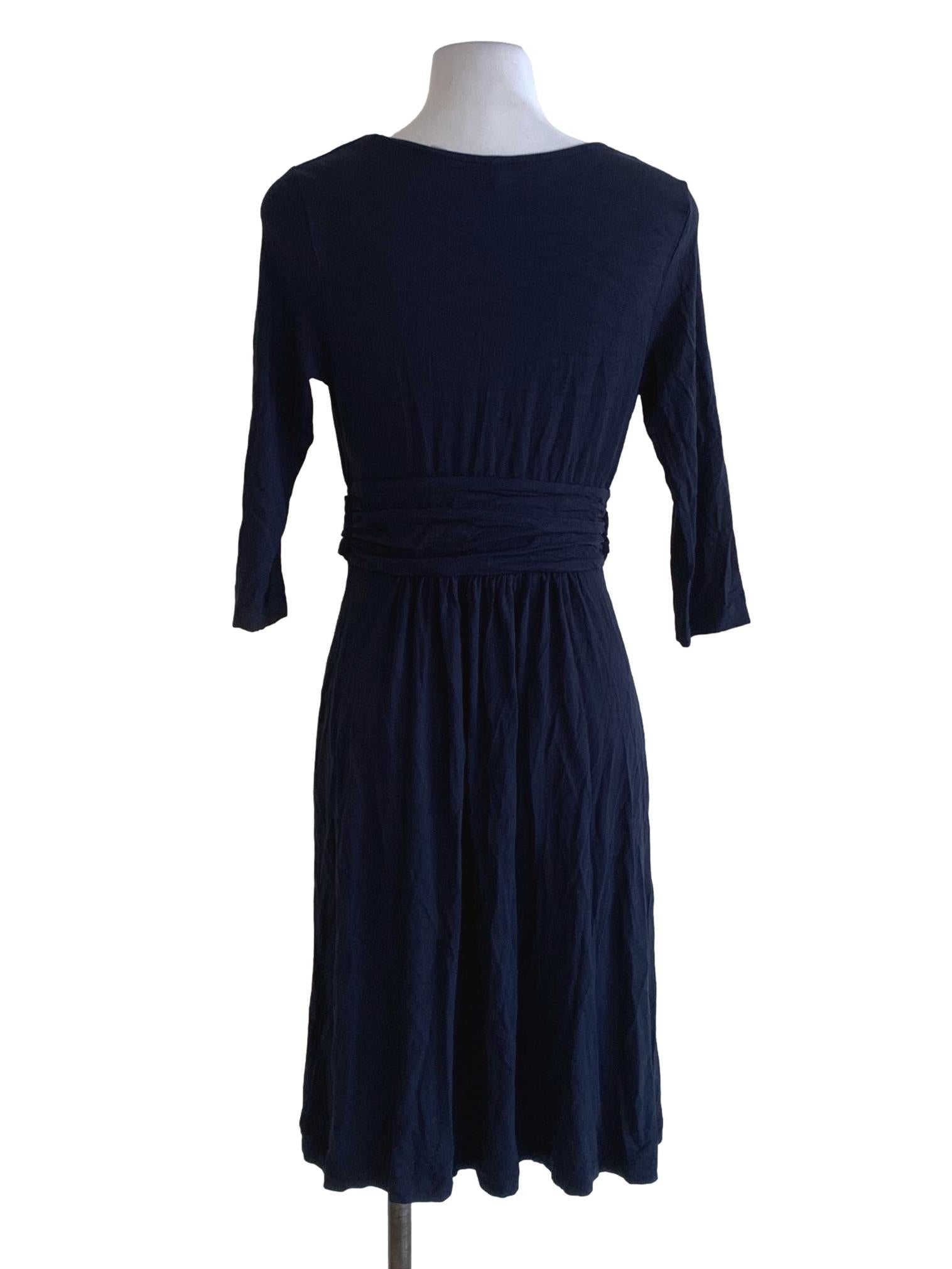 Navy Blue V-Neckline Empire Dress