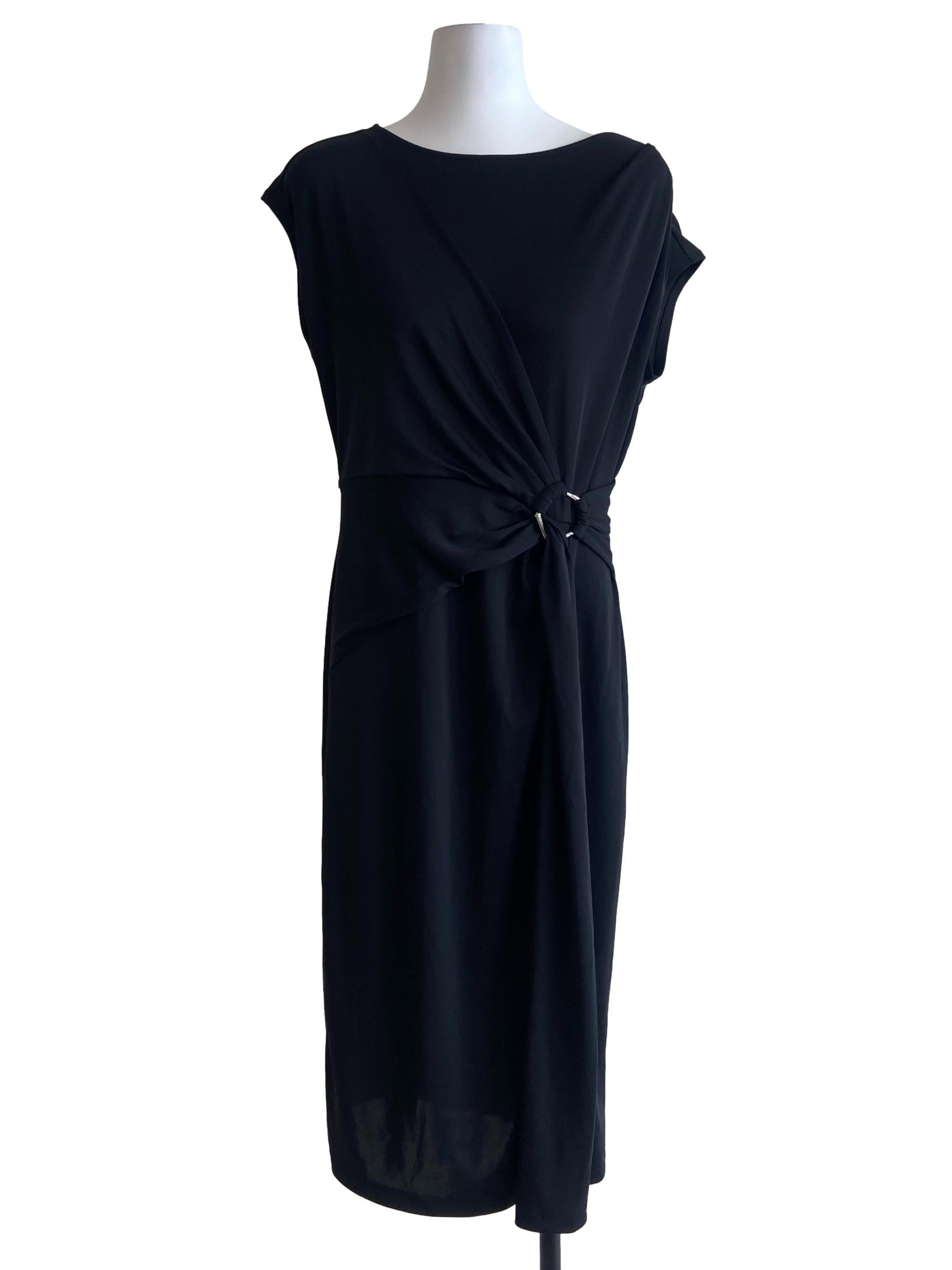 Black Sabrina Neck Shift Dress