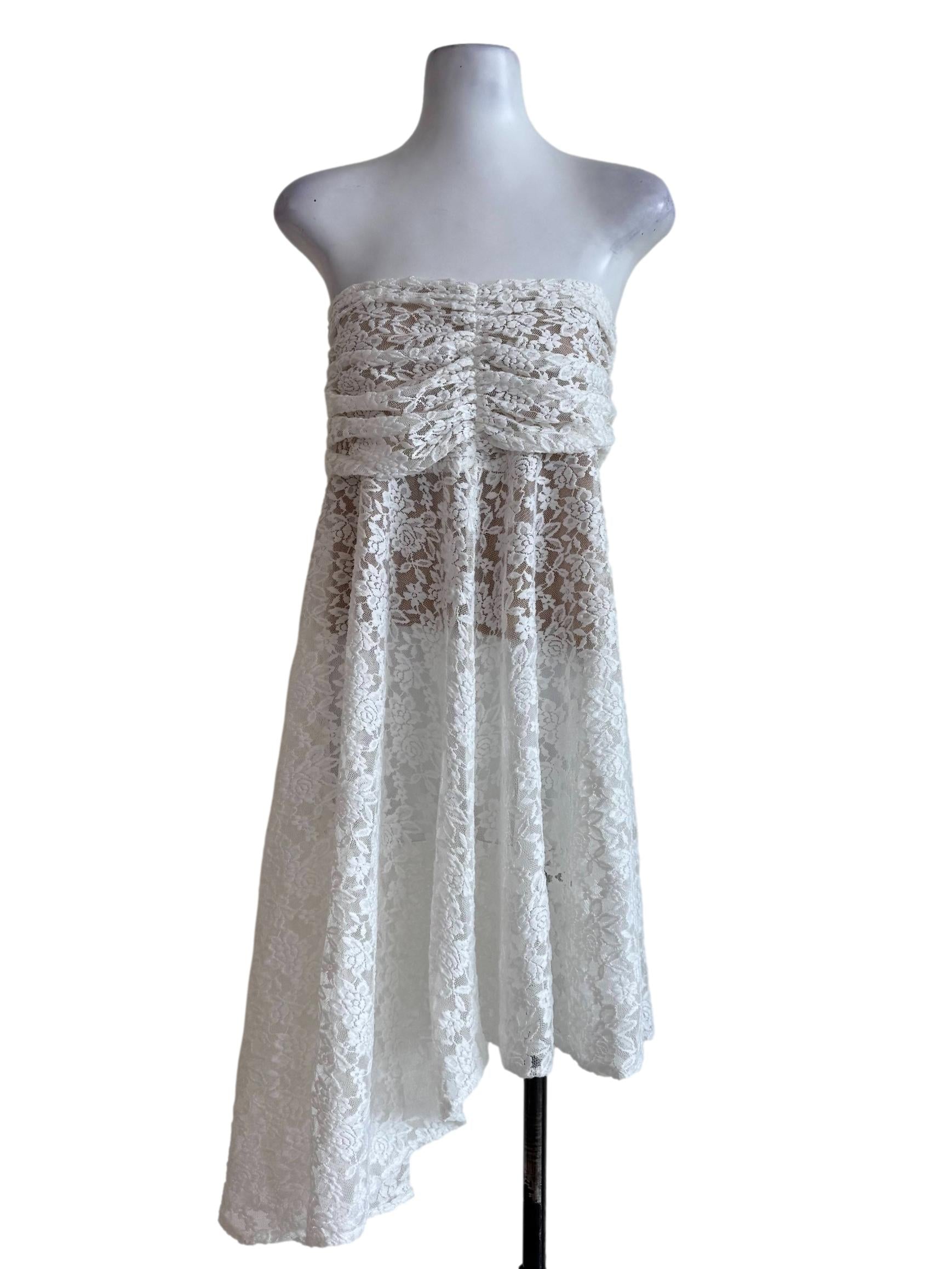 White Lace Strapless Dress