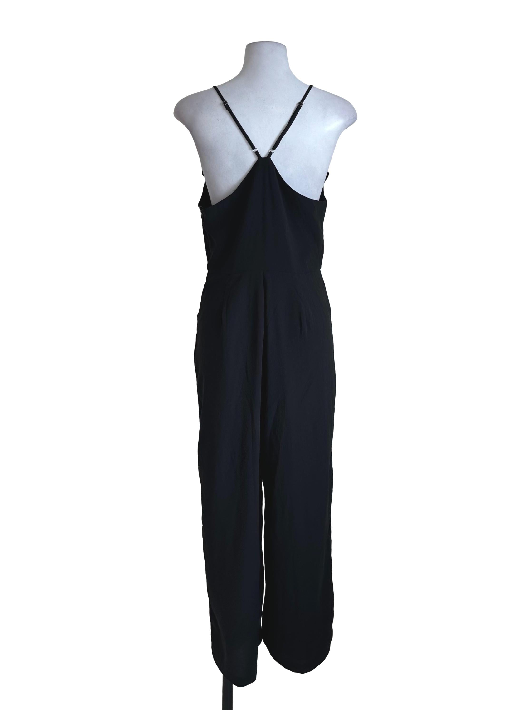 Black Ruffle Sleeveless V Neck Jumpsuit