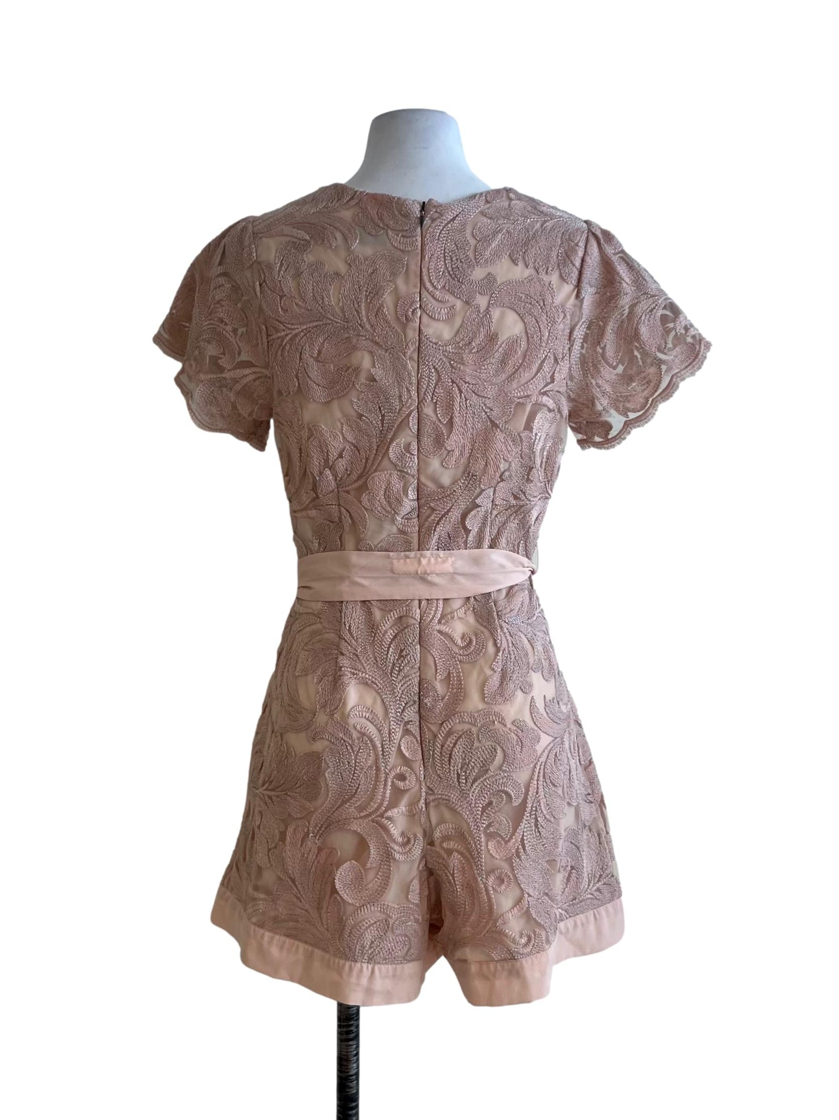 Peach Pink Lace Romper
