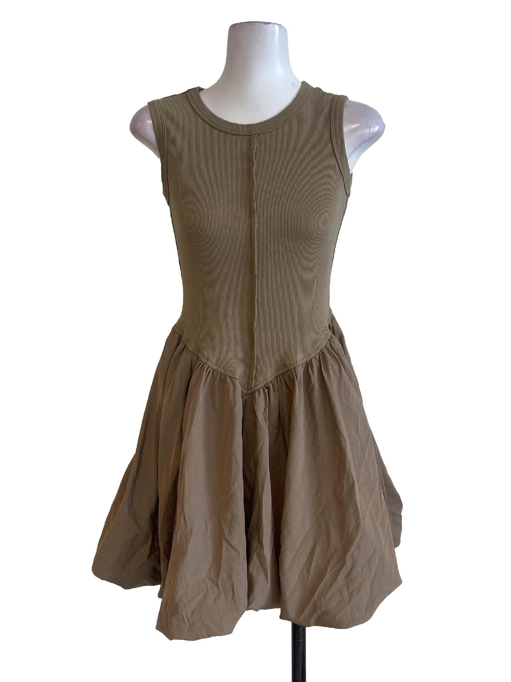 Tortilla Brown Sleeveless Striped Dress