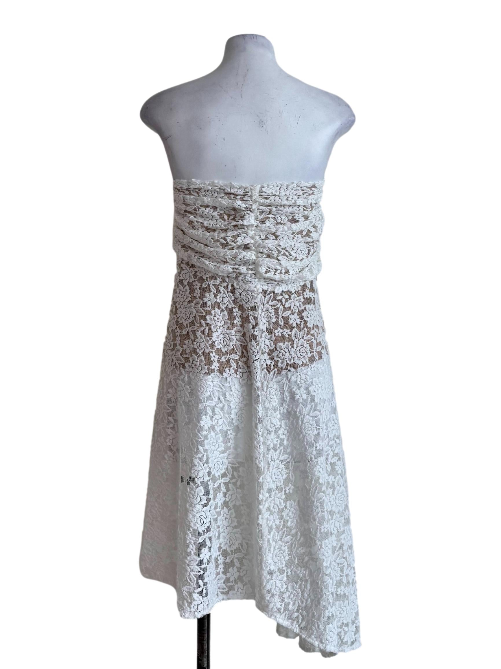 White Lace Strapless Dress