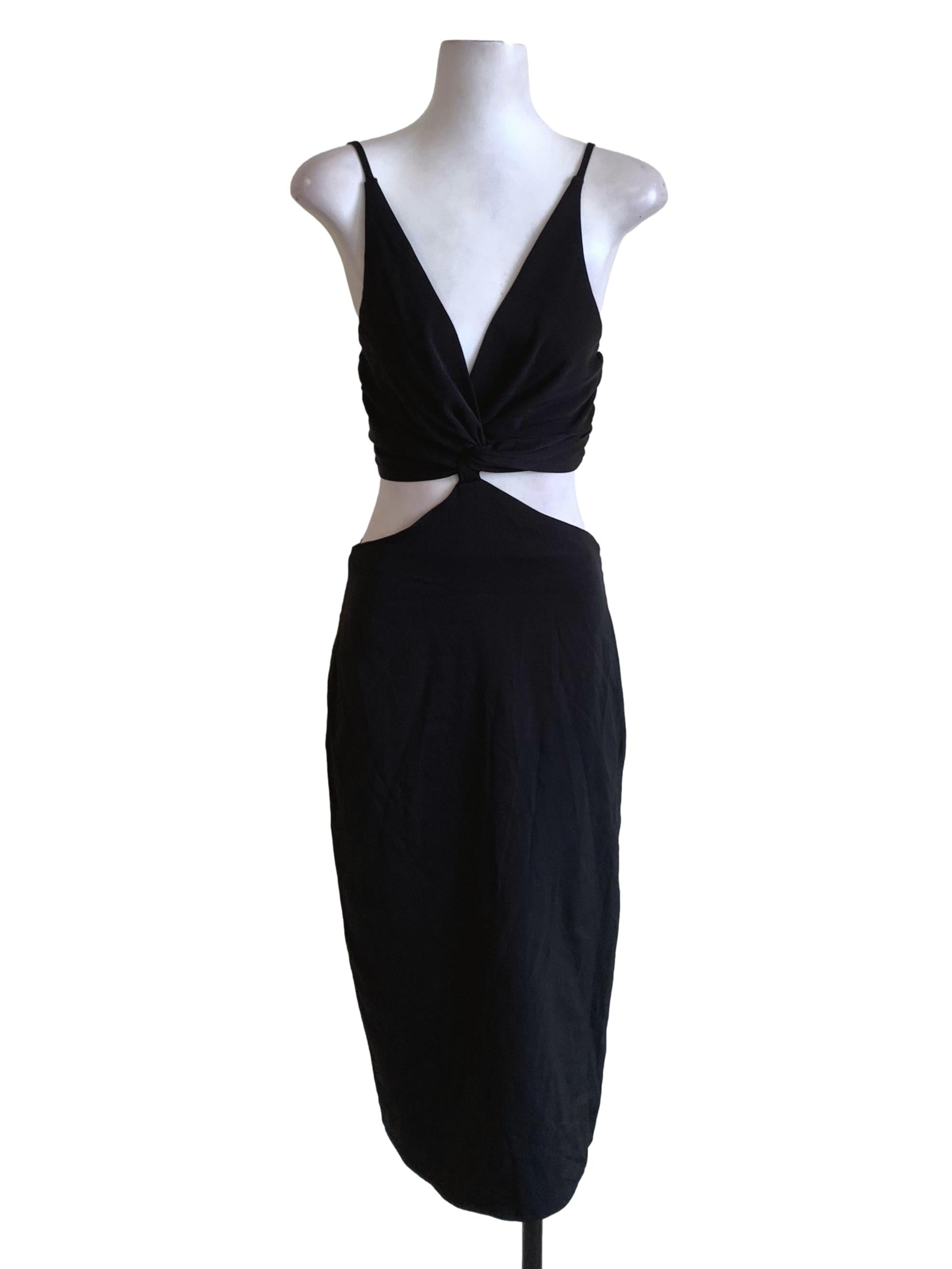 Black Adjustable Strap Sheath Dress