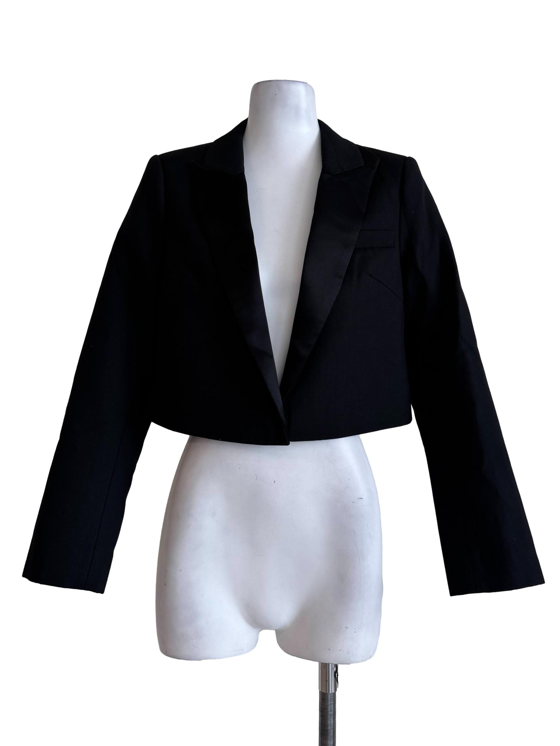 Spider Black Long Sleeve Crop Blazer