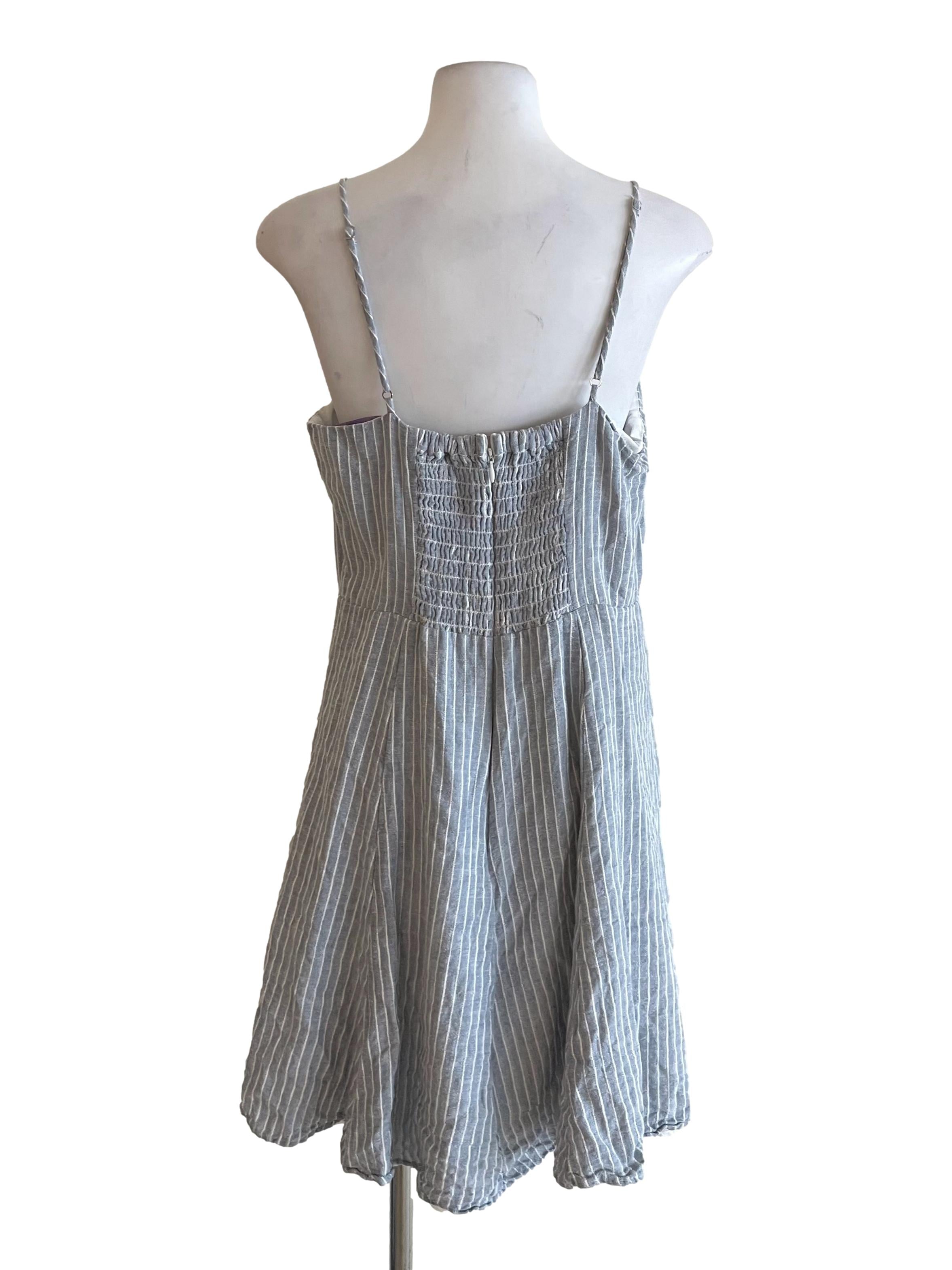 Pale Slate Pinstripe A-Line Dress
