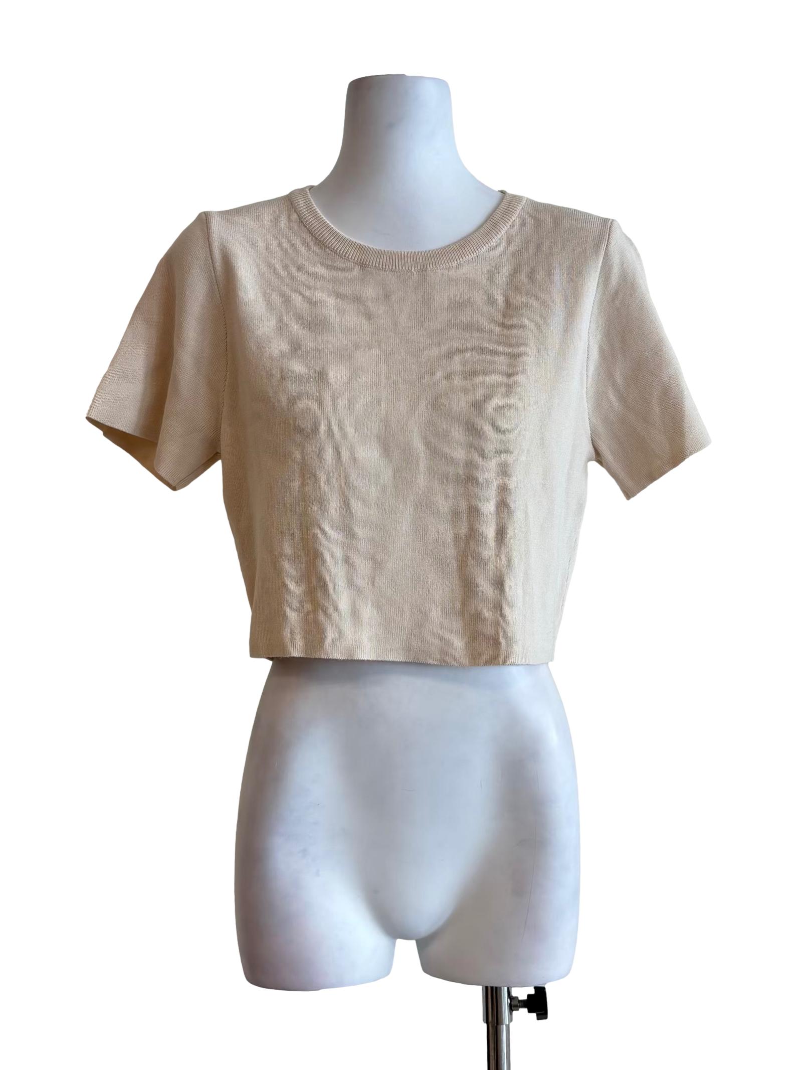 Almond Round Neck Knit Top