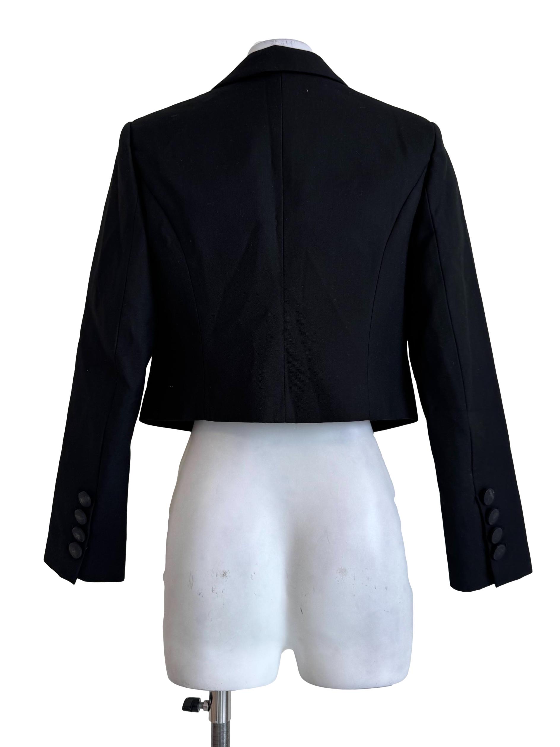 Spider Black Long Sleeve Crop Blazer