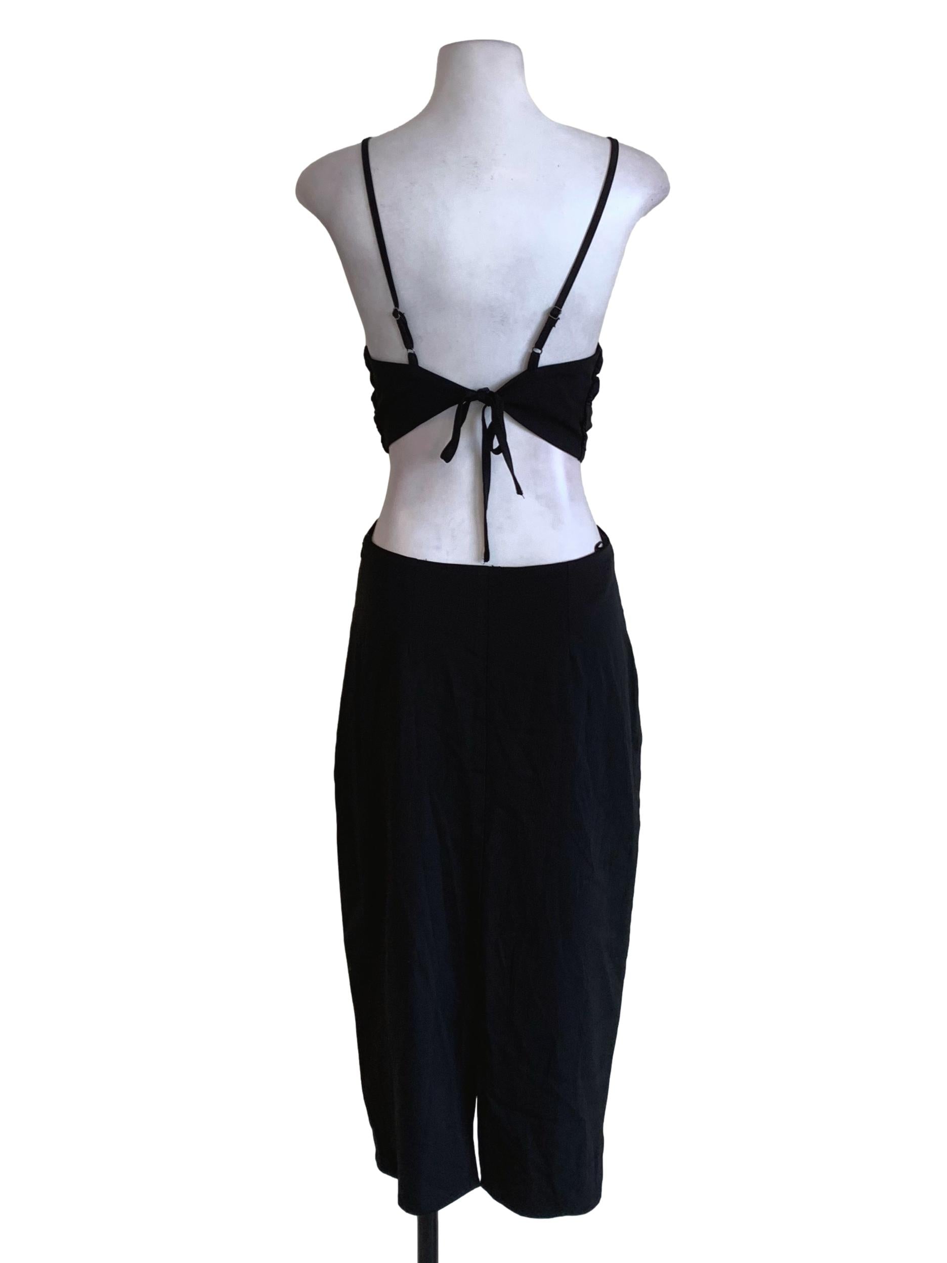 Black Adjustable Strap Sheath Dress
