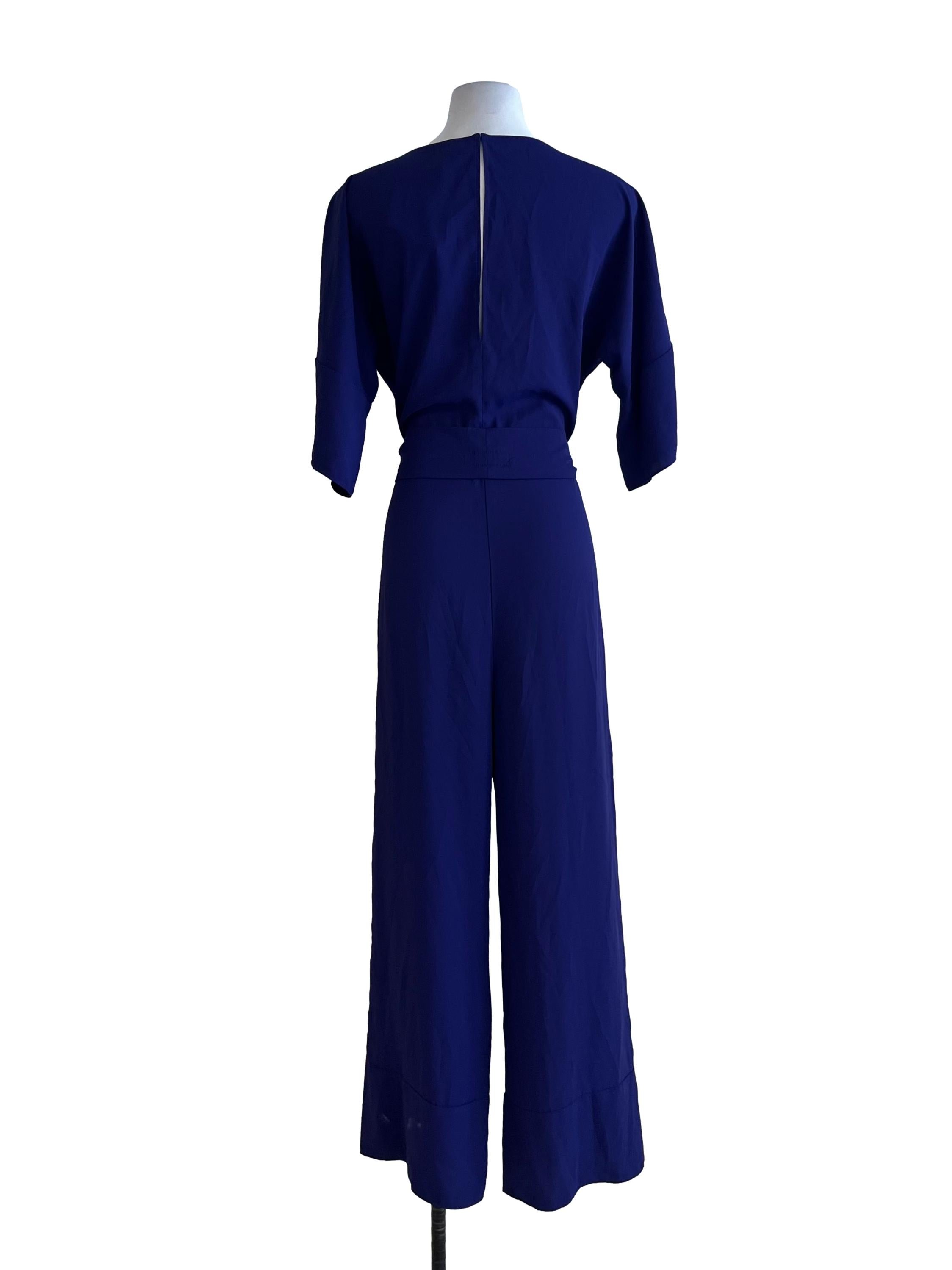 Cobalt Blue Jewel Neckline Jumpsuit