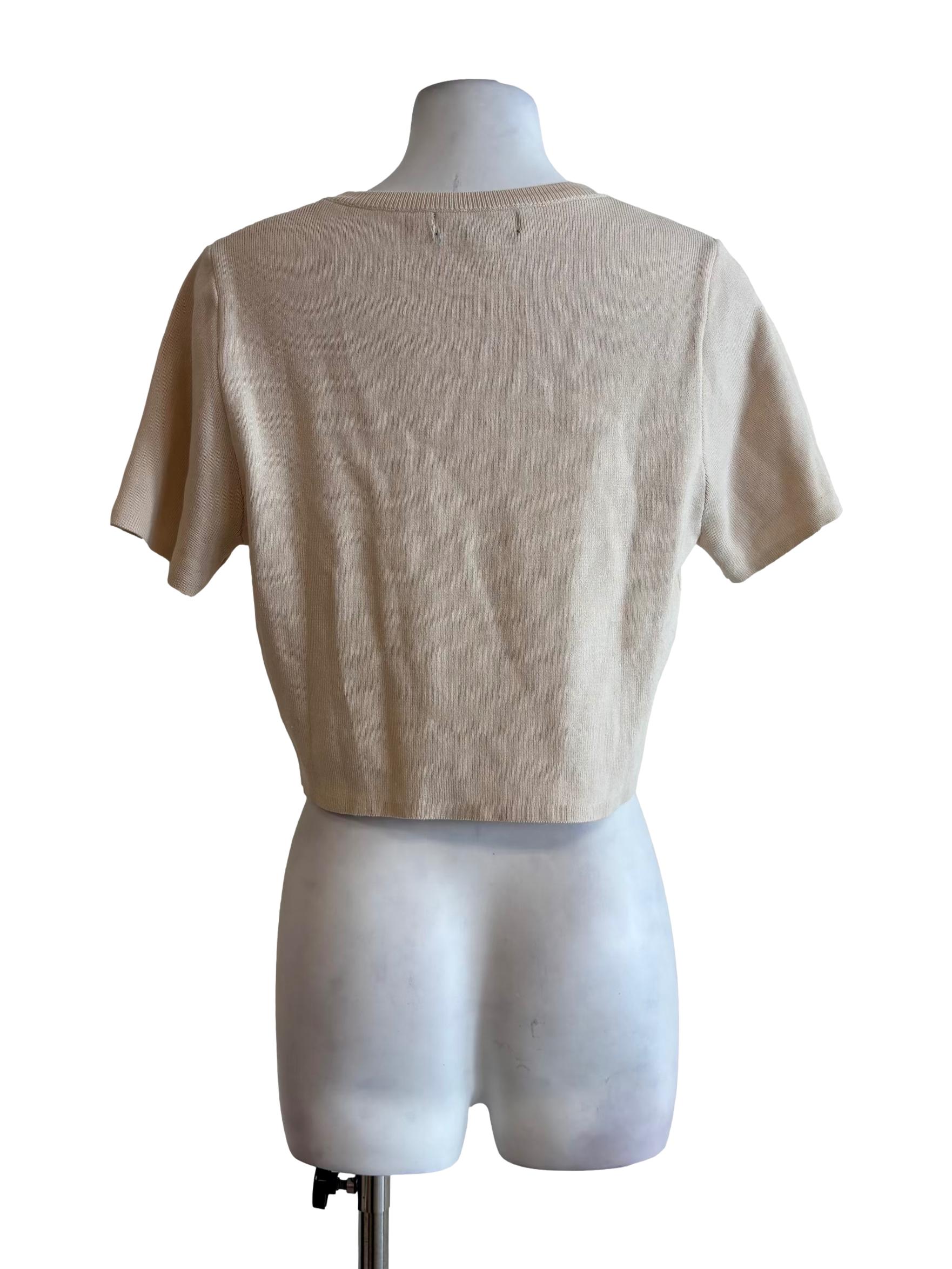Almond Round Neck Knit Top
