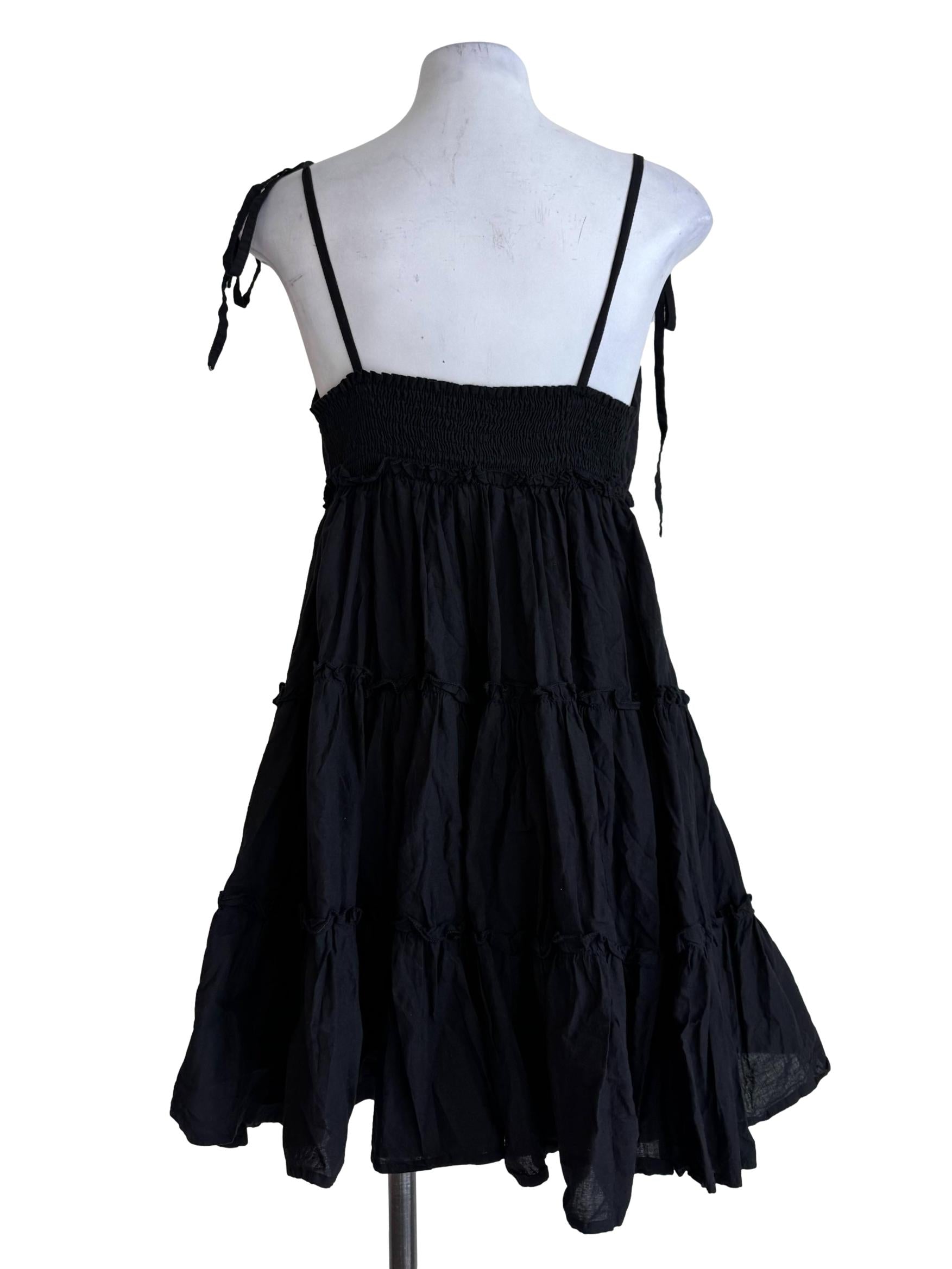 Jet Black Sleeveless Babydoll Dress