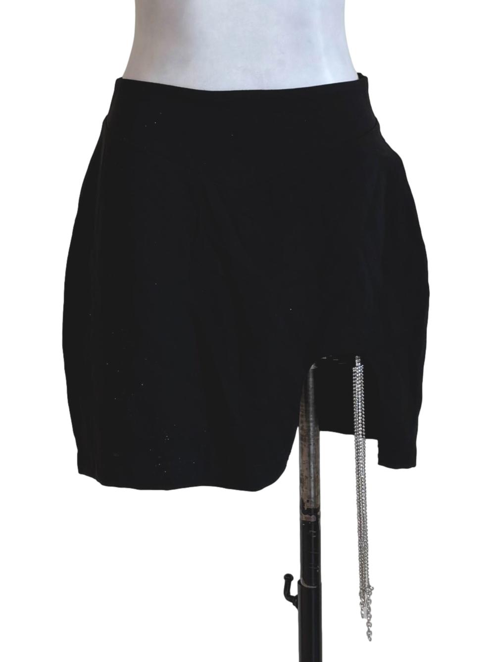 Black Glitter Mini Skirt
