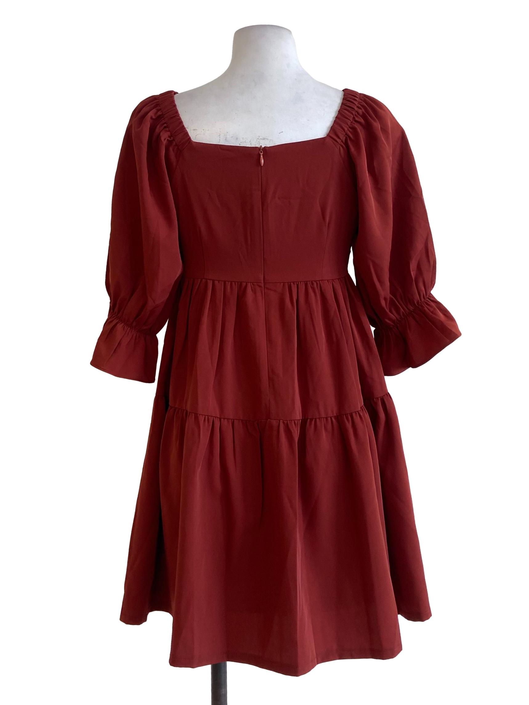 Fire Orange Layered Juliet Sleeve Dress