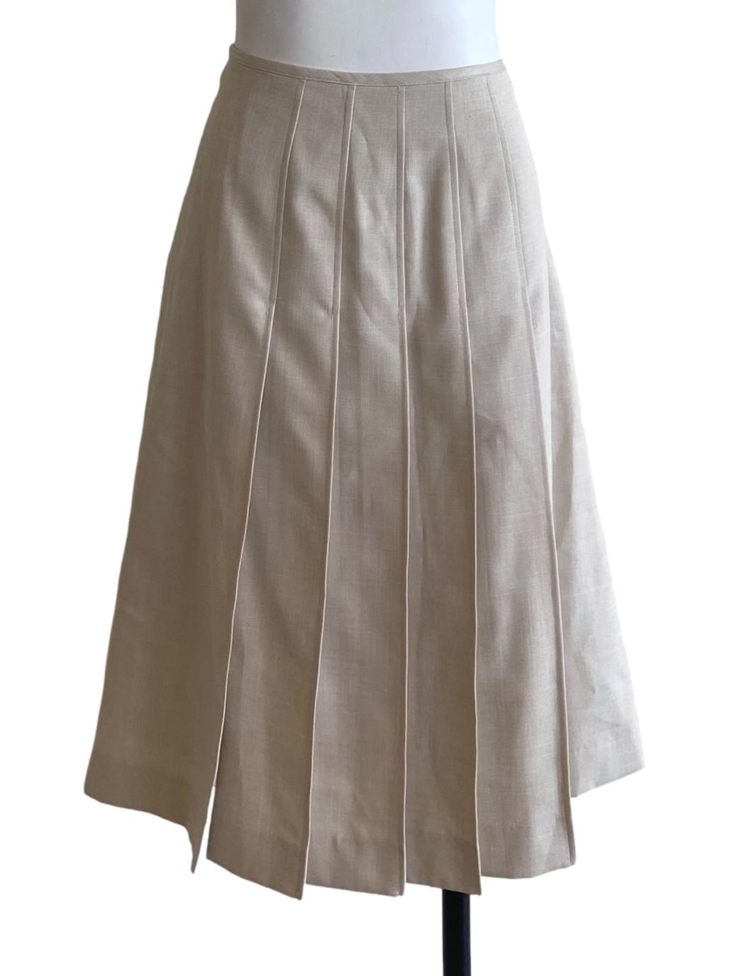 Parchment Beige Pleated Circle Skirt