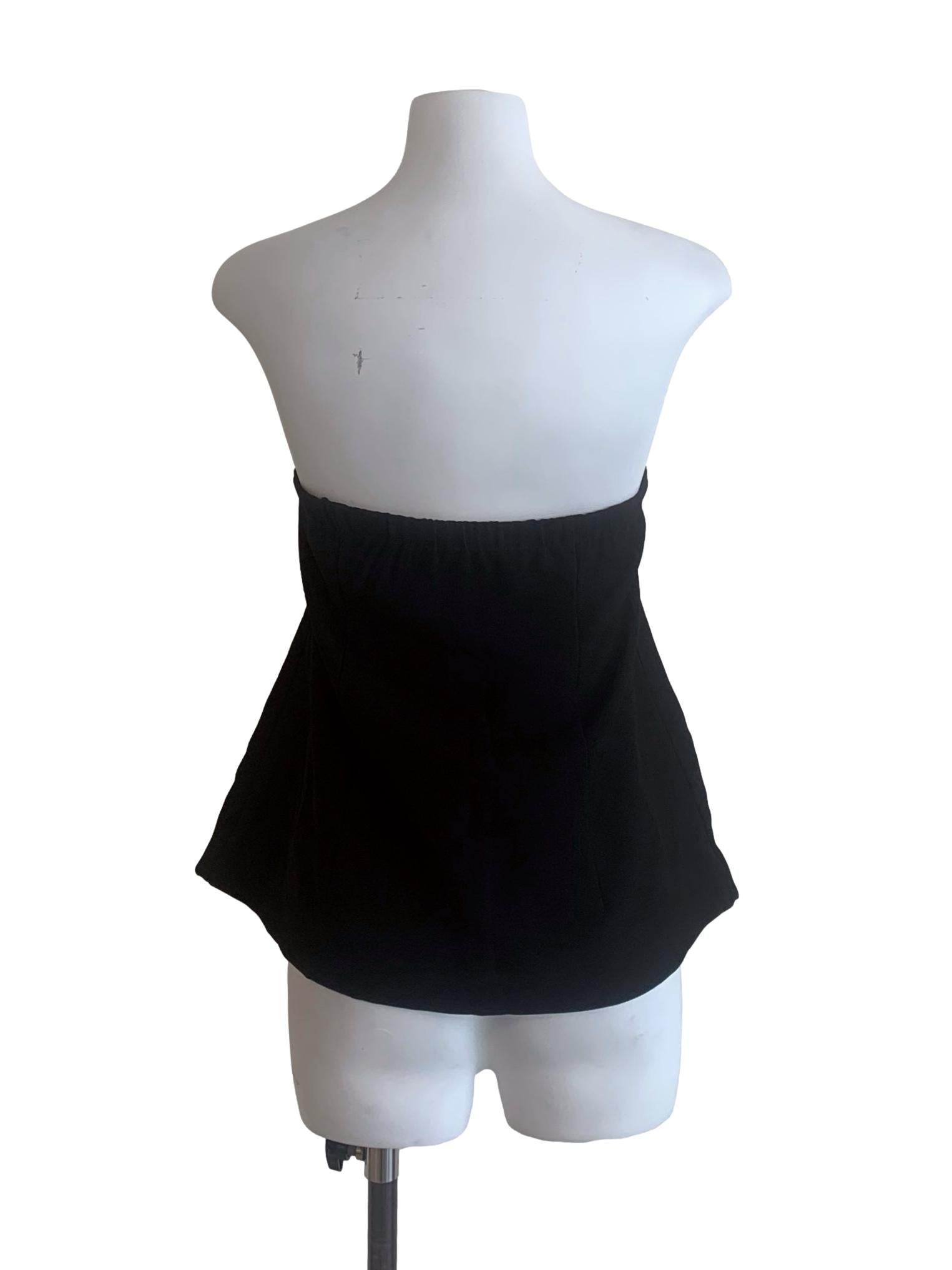 Black Strapless Button Top