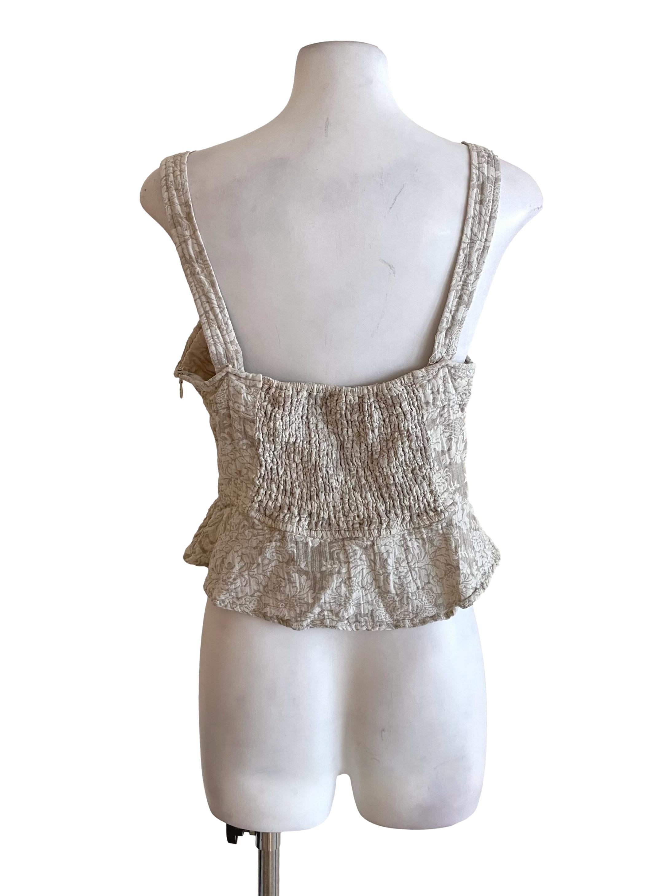 Bone Floral Peplum Mini Top