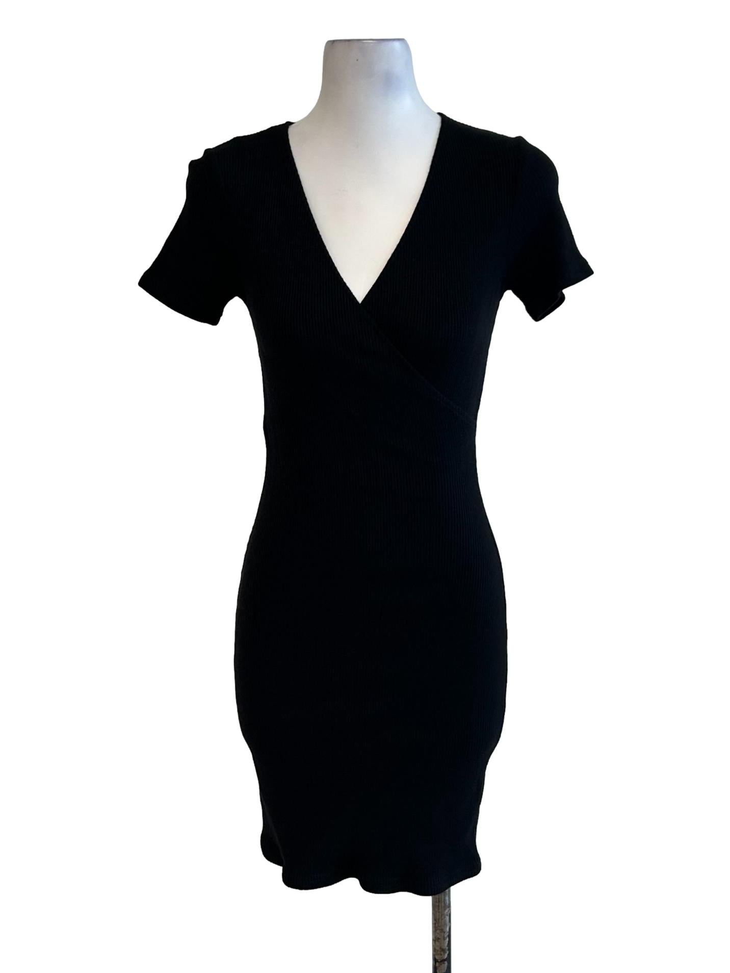 Black V-Neck Knit Dress