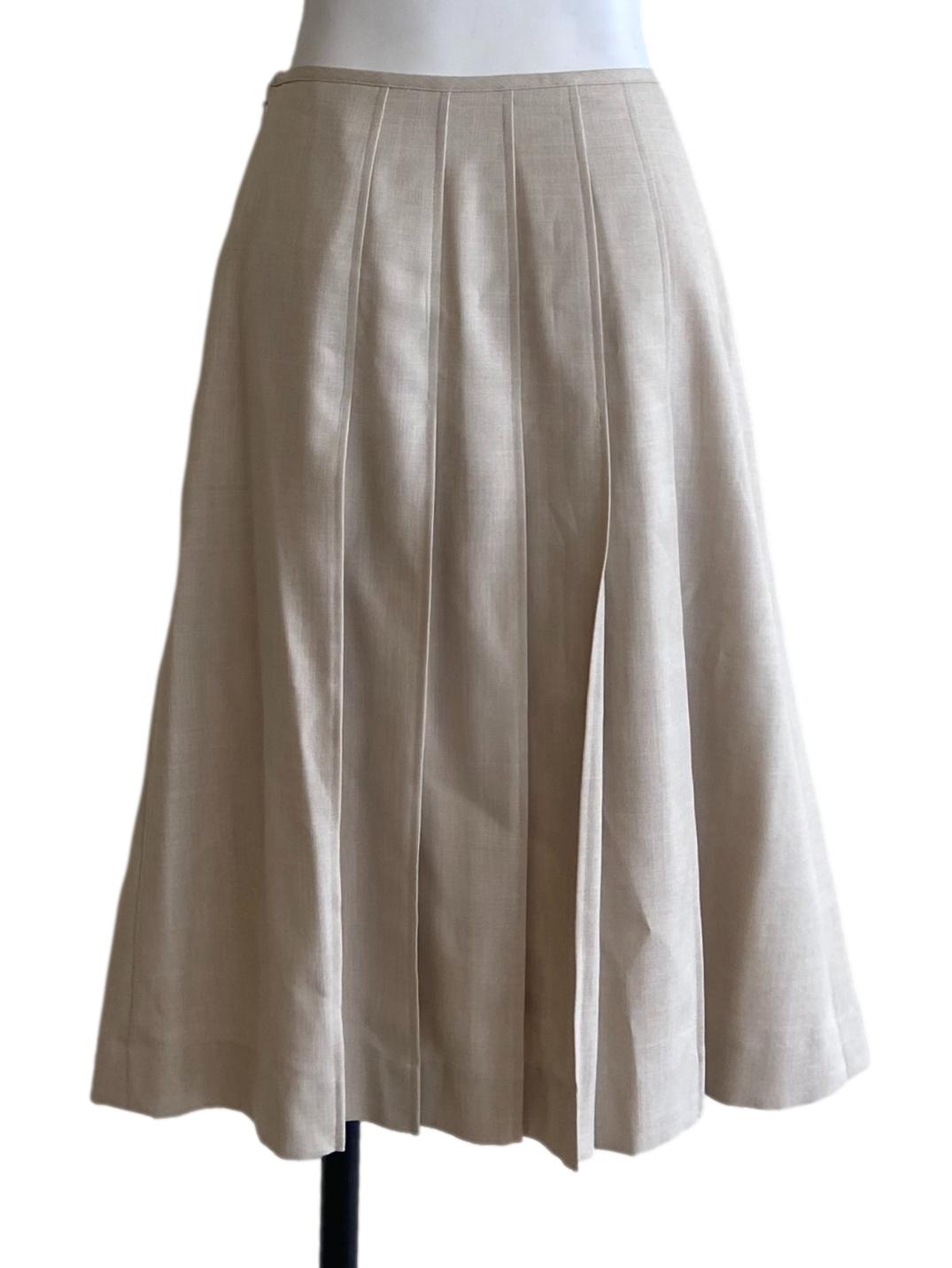 Parchment Beige Pleated Circle Skirt