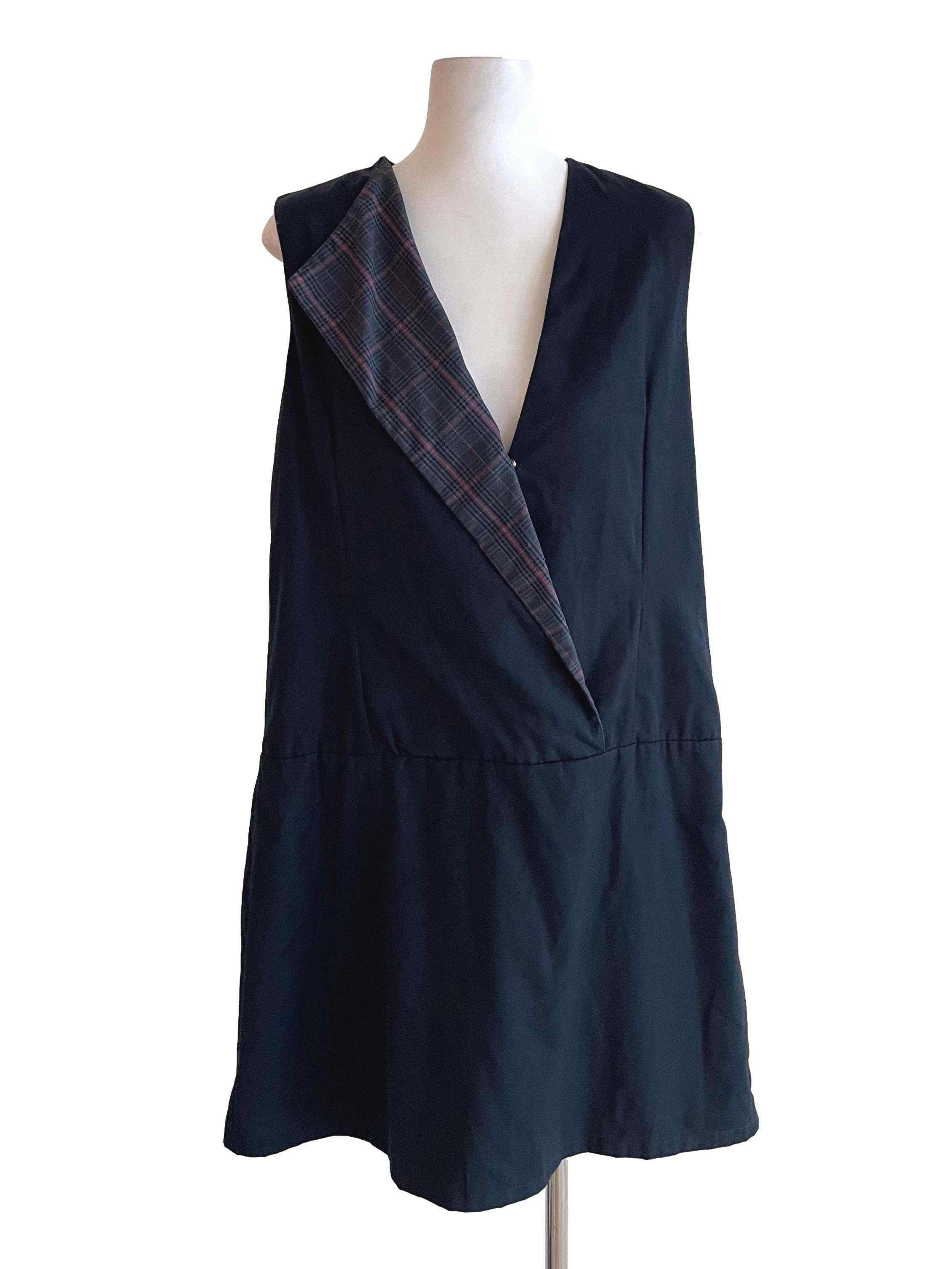 Navy Checks Sleeveless Dress