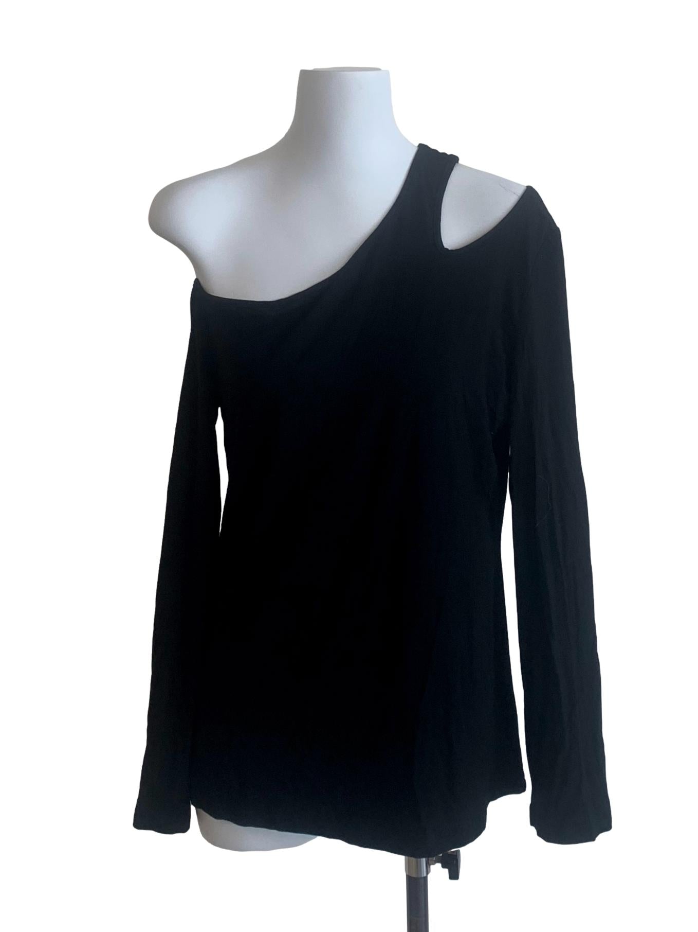 Black Asymmetrical Neck Top