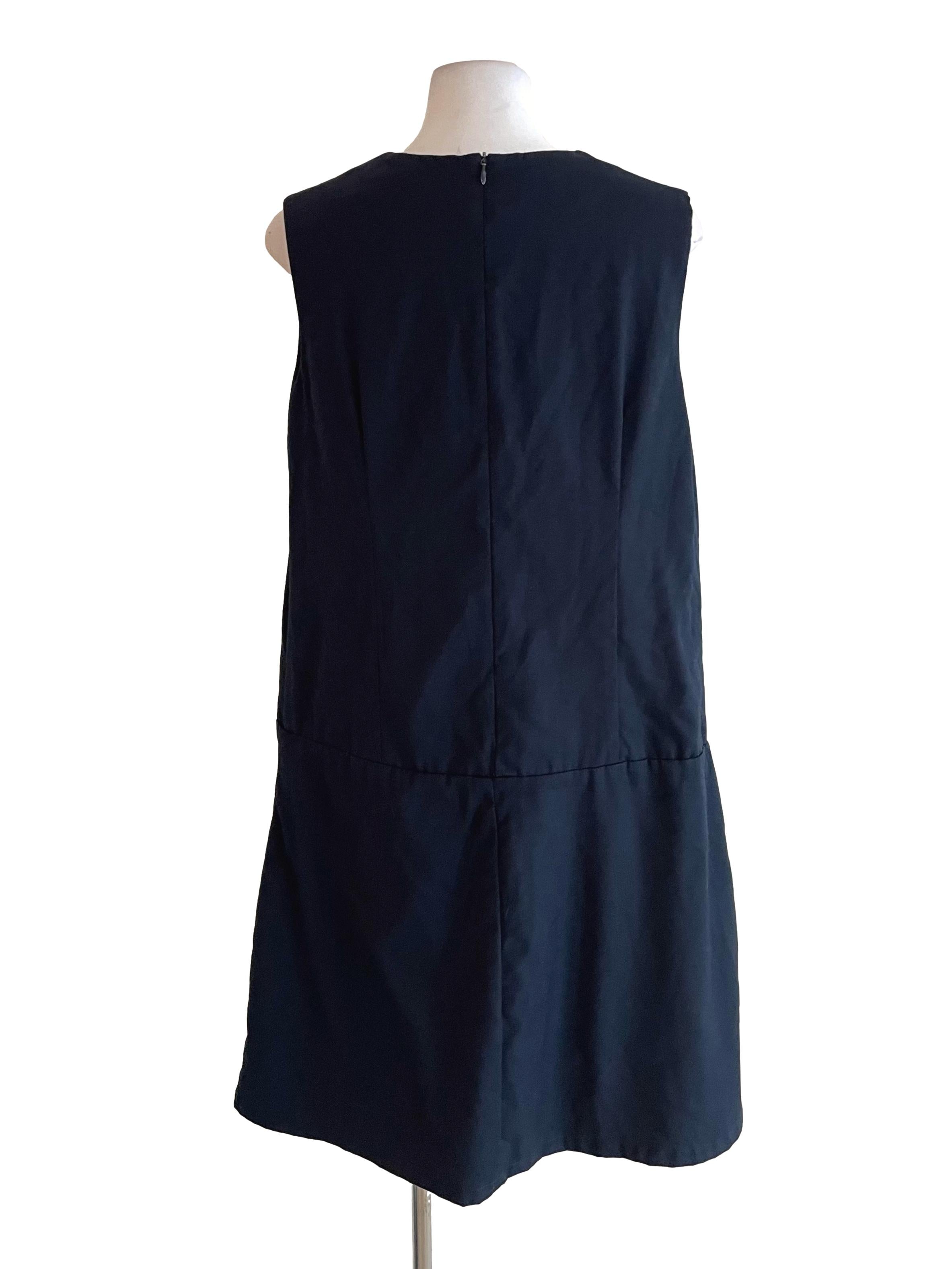 Navy Checks Sleeveless Dress