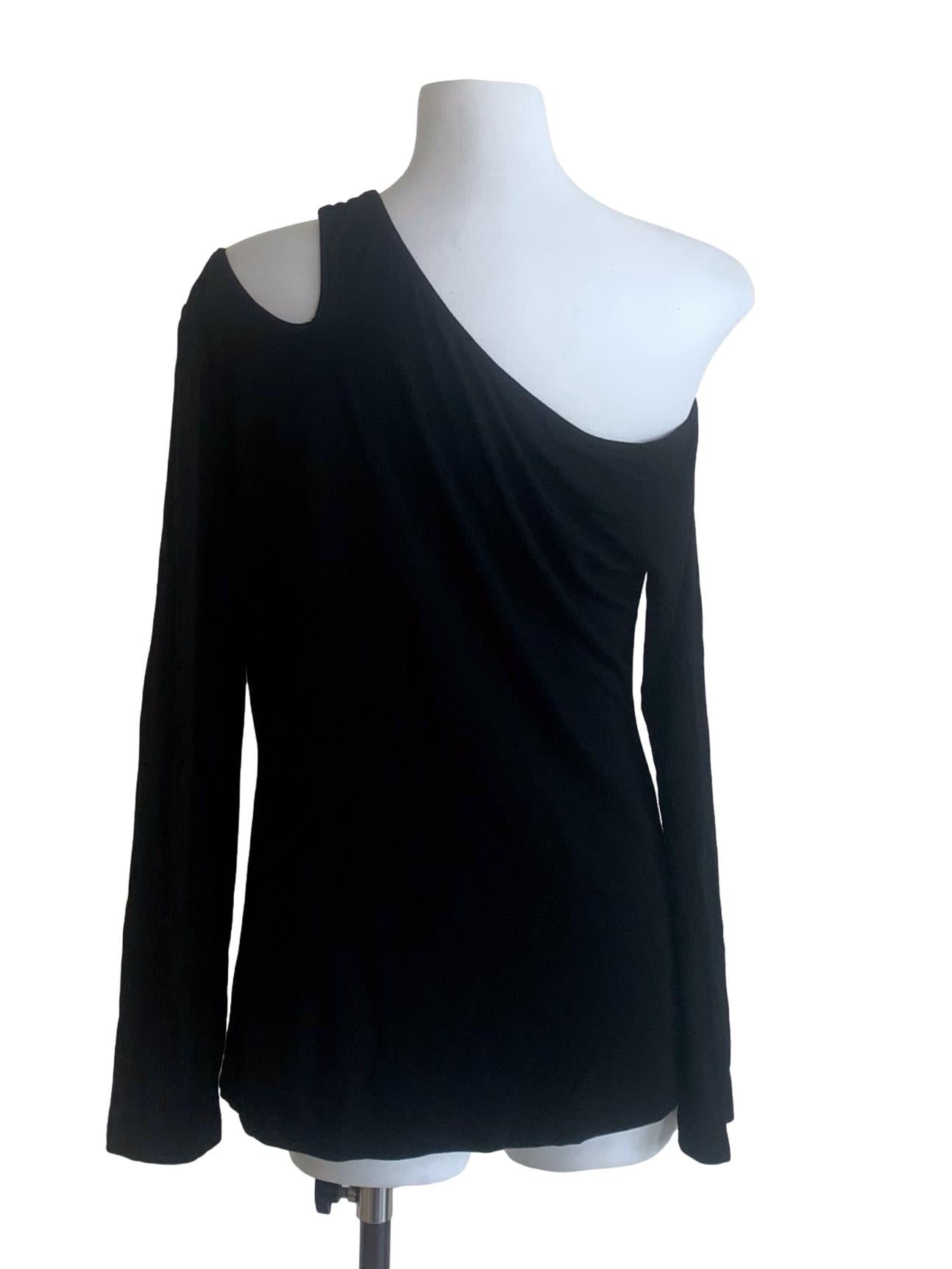 Black Asymmetrical Neck Top