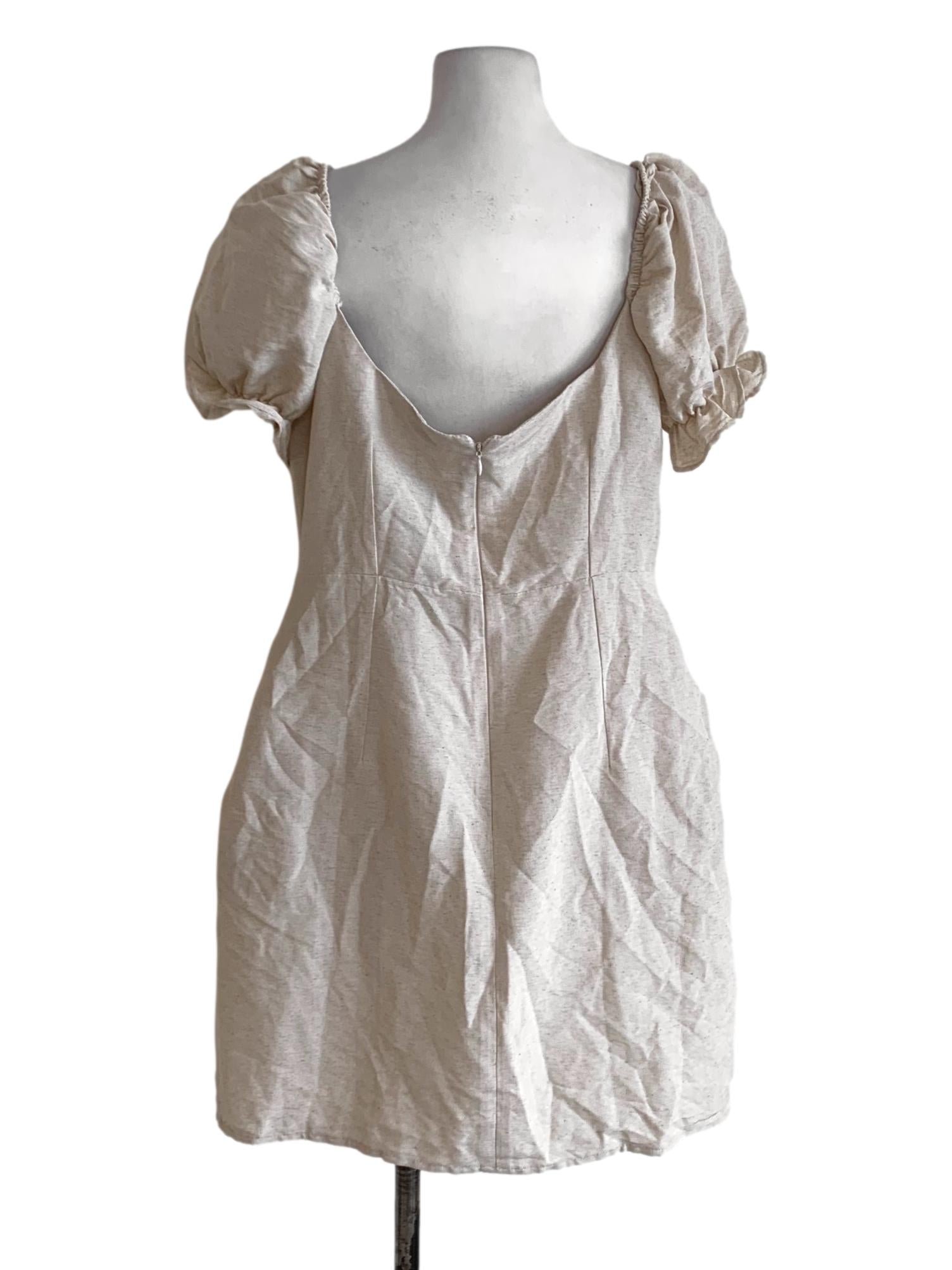 Beige Square Neckline Empire Dress