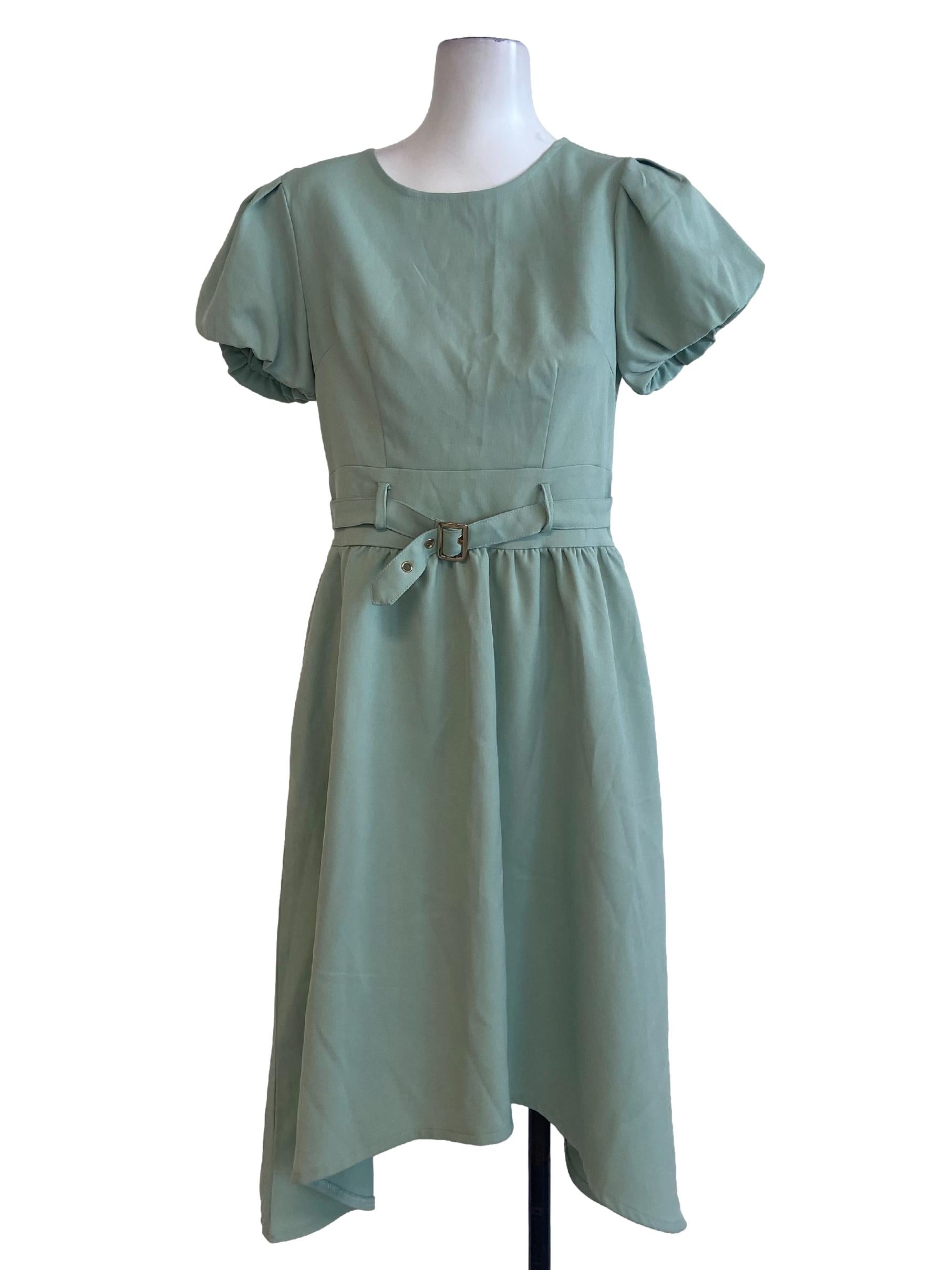 Mint Green Twill Empire Dress