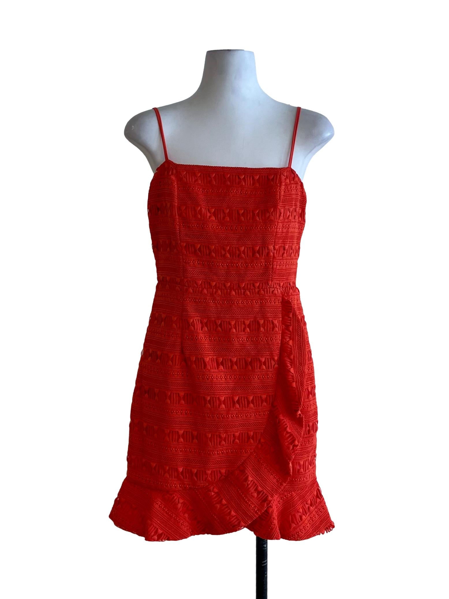 Orange Lace A-Line Dress