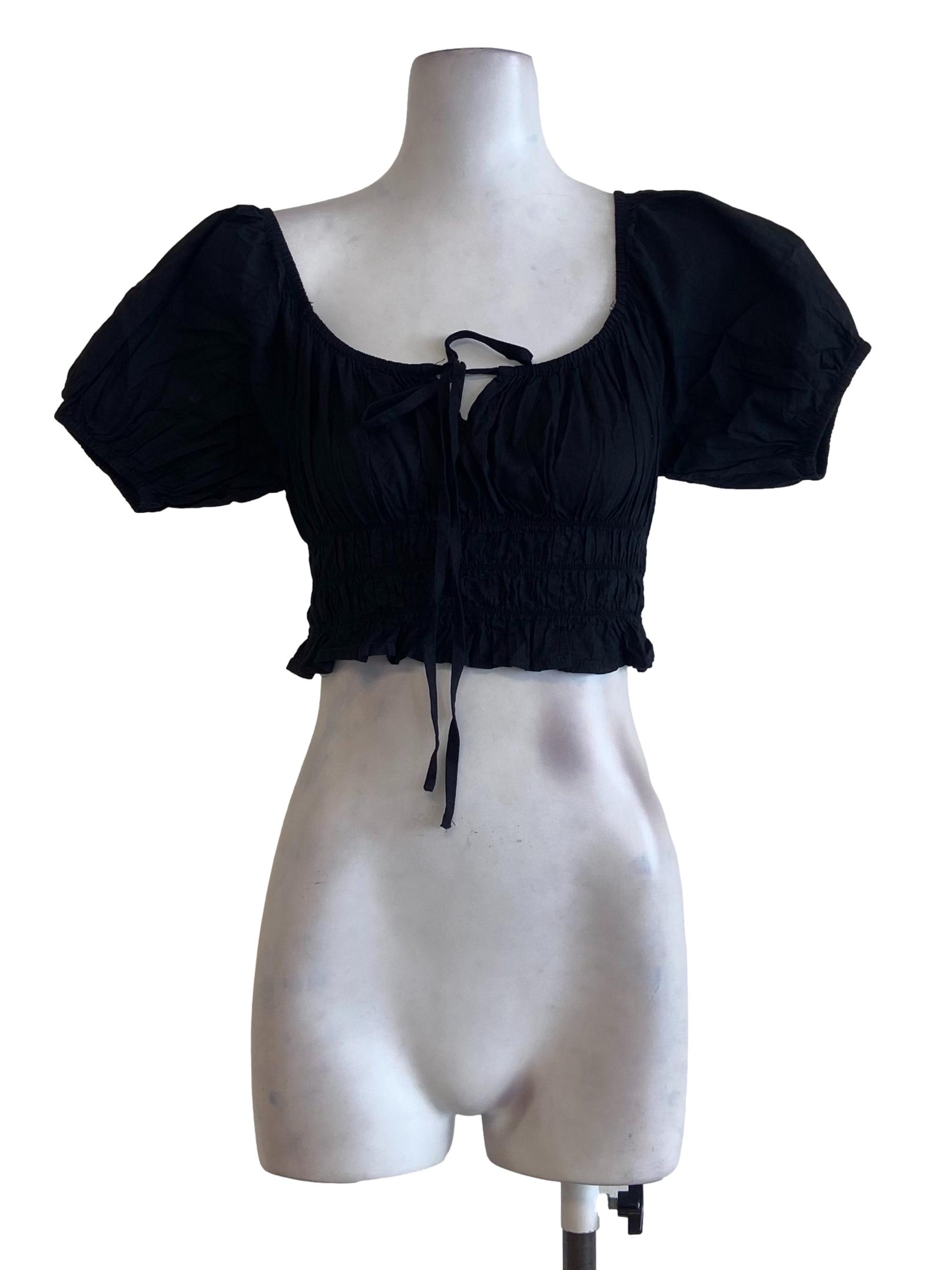 Black Juliet Sleeve Gypsy Crop Top